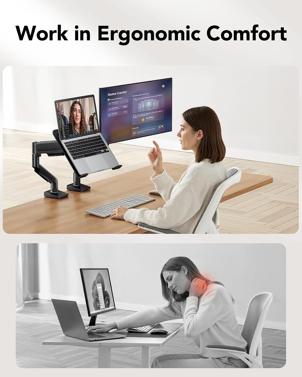 Detalle 1 de HUANUO 2-in-1 Laptop Halterung Monitorarm 13–34 Zoll
