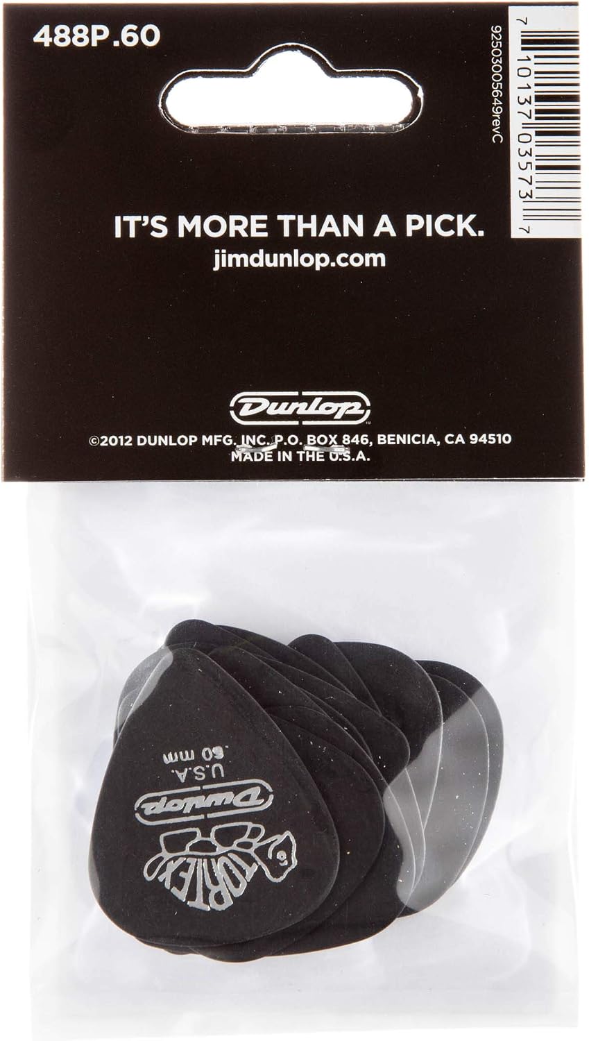 Detalle de Jim Dunlop 488P.60 Pitch Black Standard – kostki Tortex 0,60 mm, 12 szt.