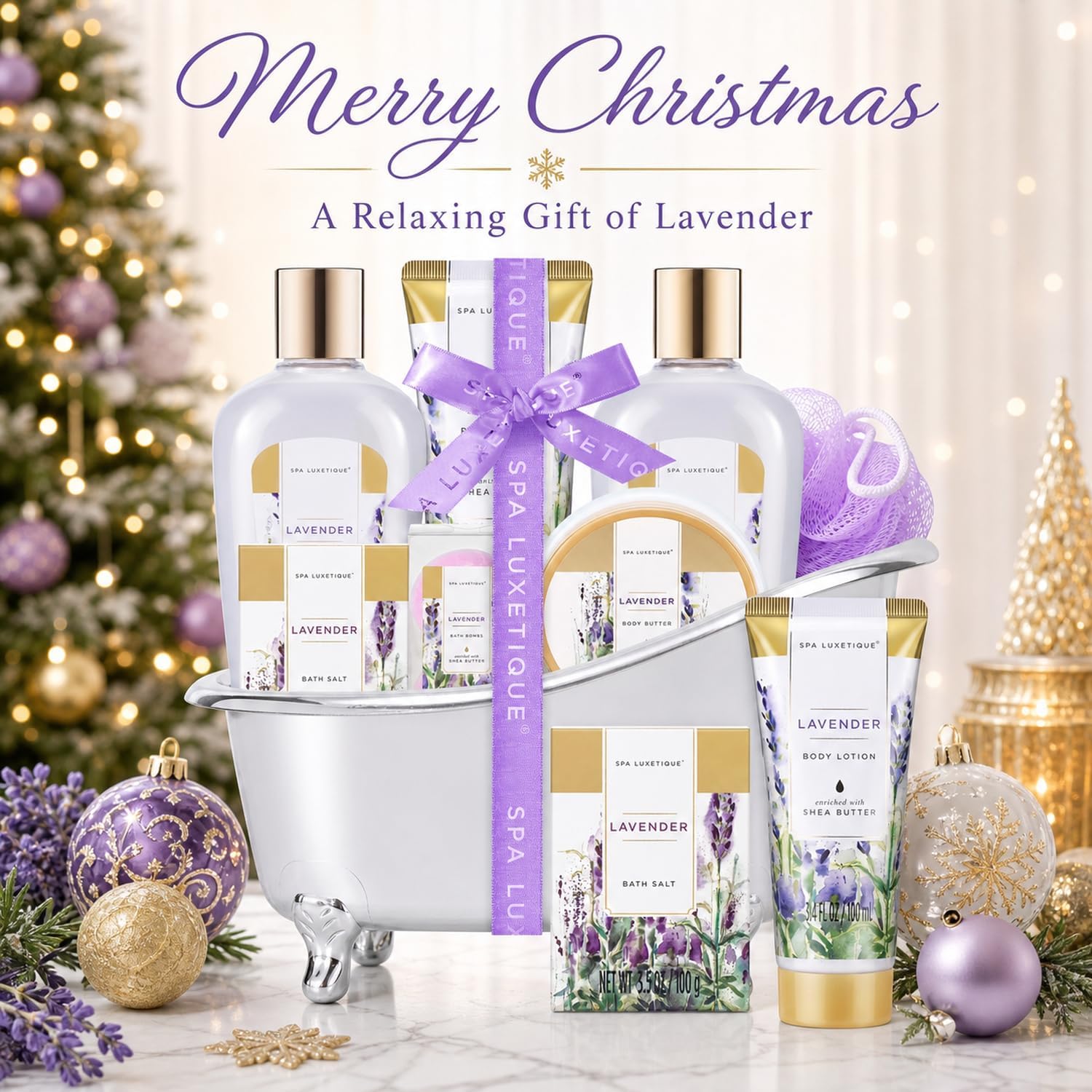 Thumbnail 4 de spa luxetique SPA Lavender Bath Gift Set, 8 Pieces with Bath Bombs