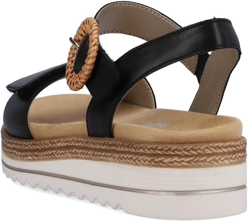 Detalle de Remonte Damen Riemchensandalen D0Q52 – elegante Riemchensandalen mit Klettverschluss und leichtem Keilabsatz