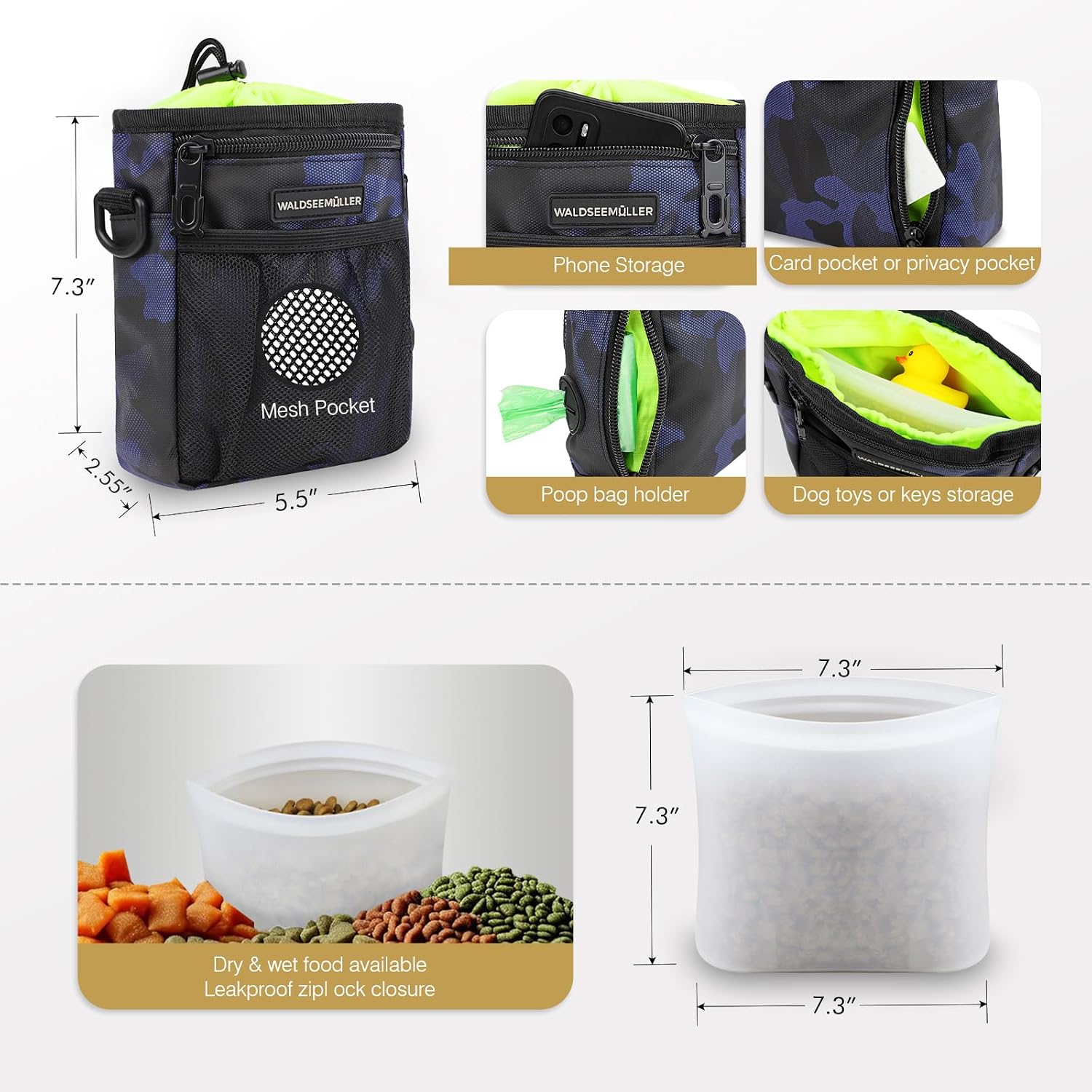 Thumbnail 2 de Waldseemüller Dog Treat Pouch with Removable Silicone Snack Bag and Three Ways to Wear