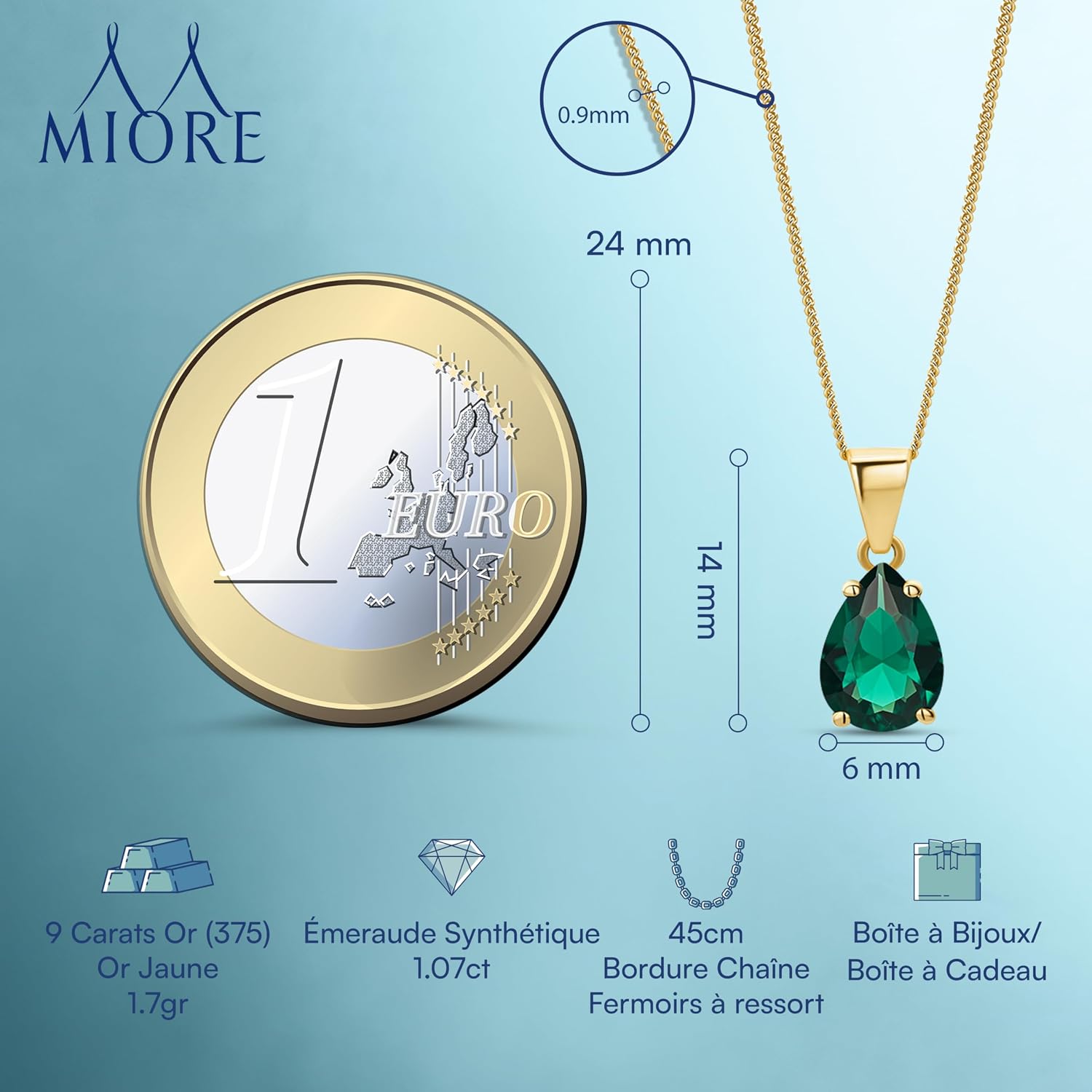 Detalle 2 de MIORE Collier Or 9KT 45 cm