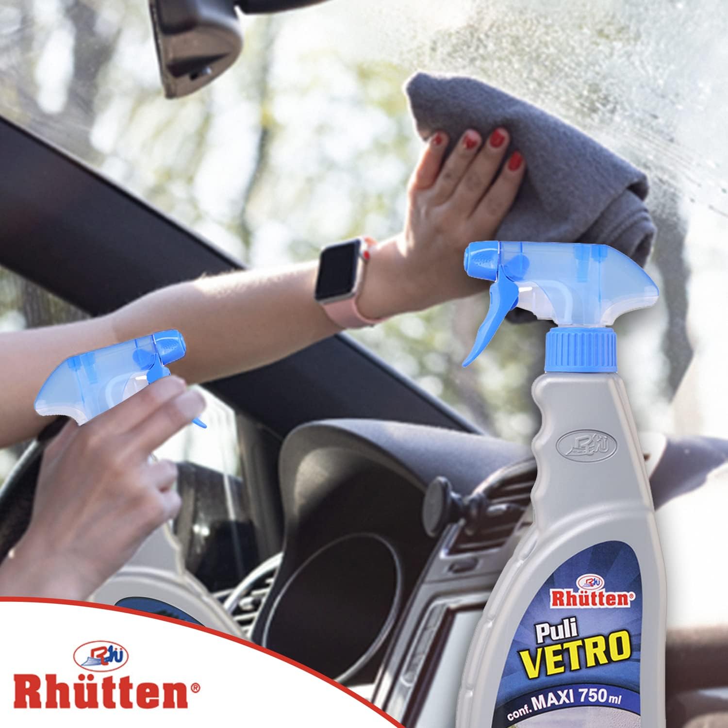 Detalle de Rhütten Pulivetro antipioggia 750 ml: effetto idrorepellente e antiappannante