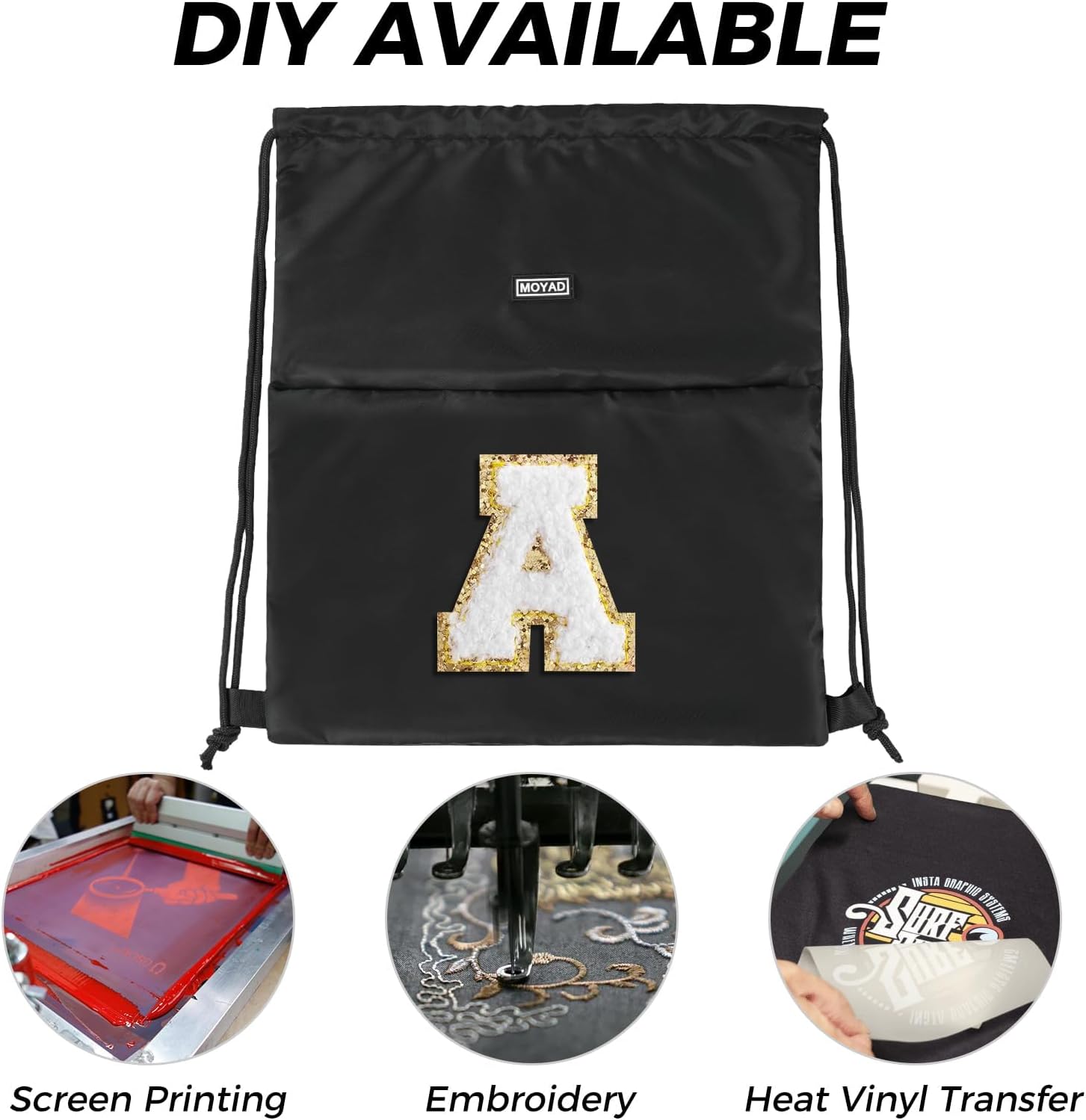Detalle de Moyad Drawstring Bags for Kids & Adults 37x44 Cm – Lightweight, Versatile Gym Bag with Zip Pocket