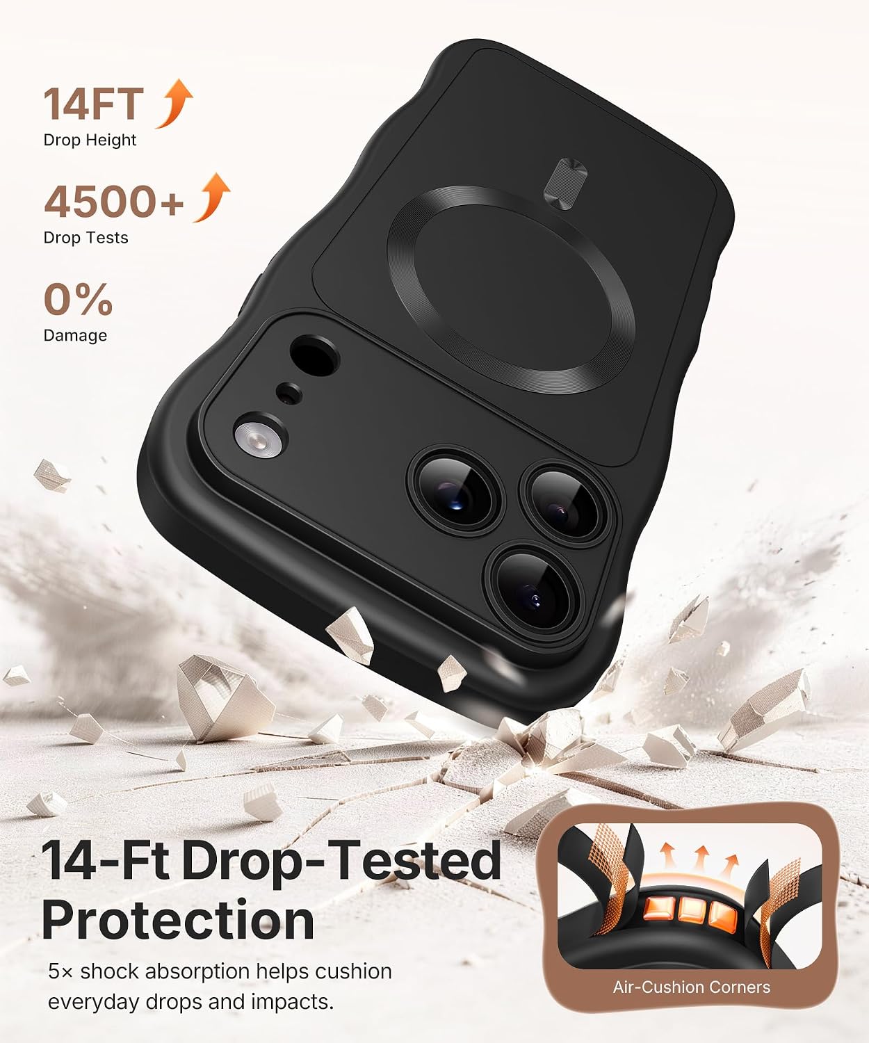 Detalle de CAPRARO TPUWAVE Magnetic Case for iPhone 17/18 Pro Max, Camera Protection