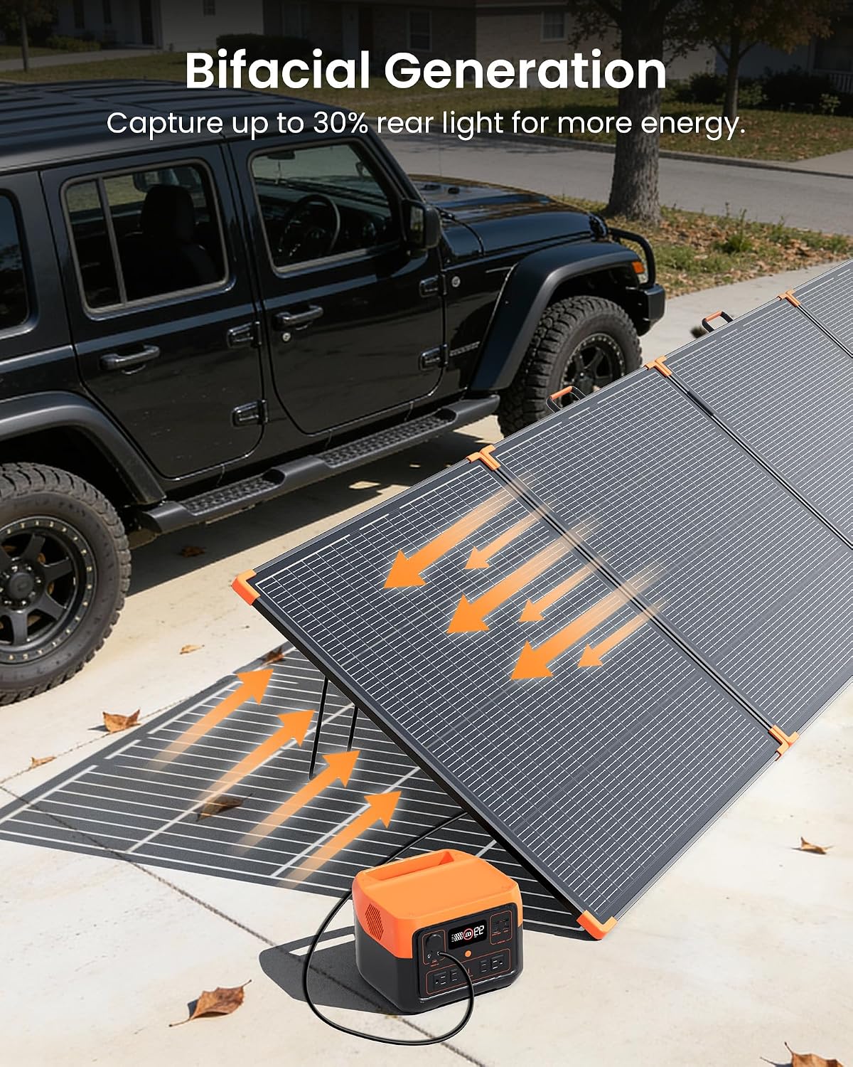 Detalle de ZOUPW 480W Bifacial Portable Solar Panel: 25% Efficient N-Type 16BB Foldable Charger for Off-Grid RV and Home Backup