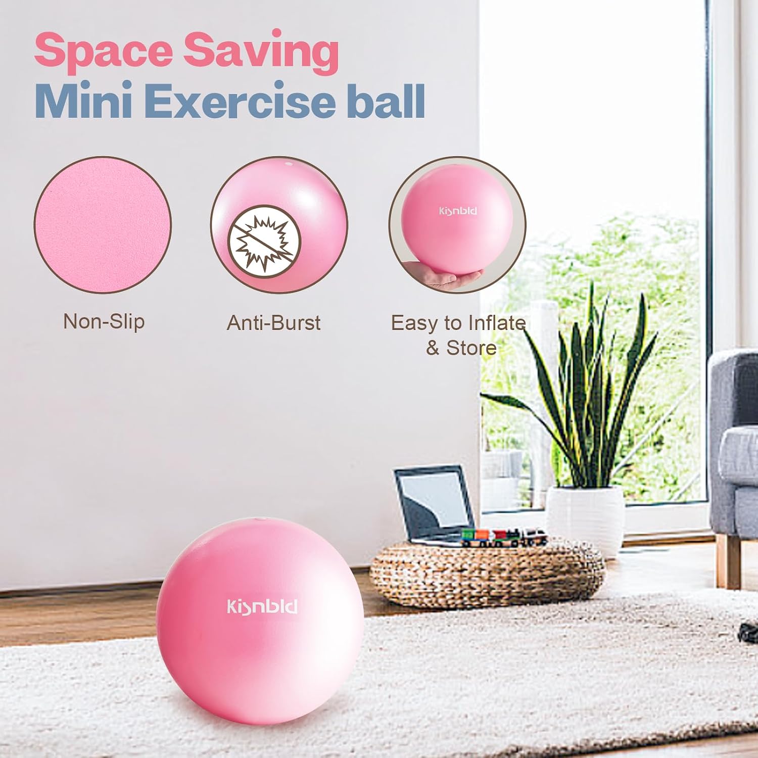 Detalle de kisnbld 9-Inch Small Exercise Ball: Mini Pilates Core Ball for Home Workouts