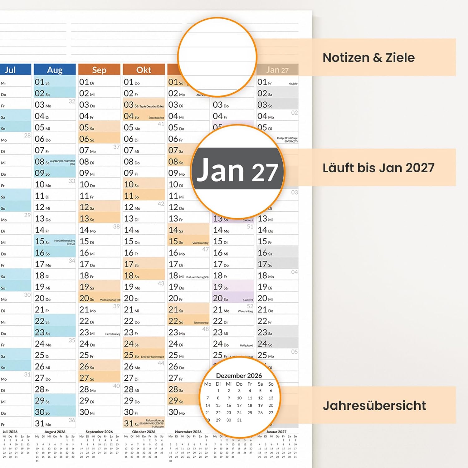 Thumbnail 5 de SUNEE Wandkalender 2026 A1 14 Monate 📅