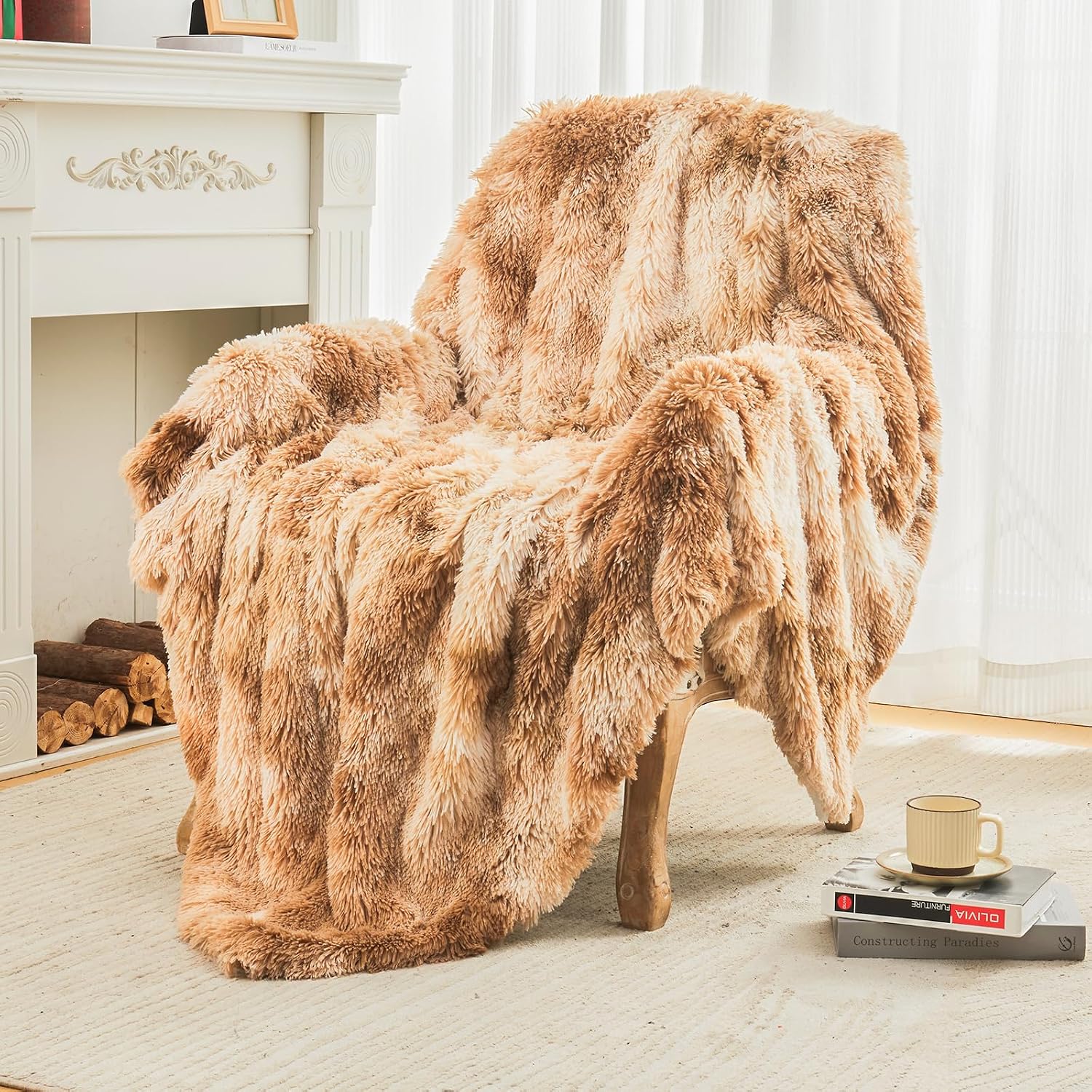 Detalle 2 de EMME Faux Fur Blanket 150 x 200 cm cosy throw ๐