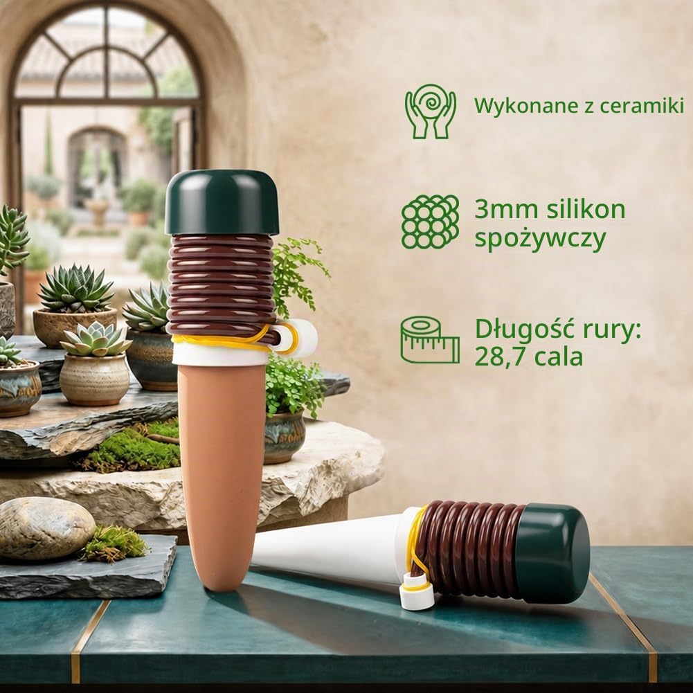 Detalle 2 de AUAUY automatyczne nawadnianie kropelkowe – 6 kolców z terakoty, wężyki 73 cm
