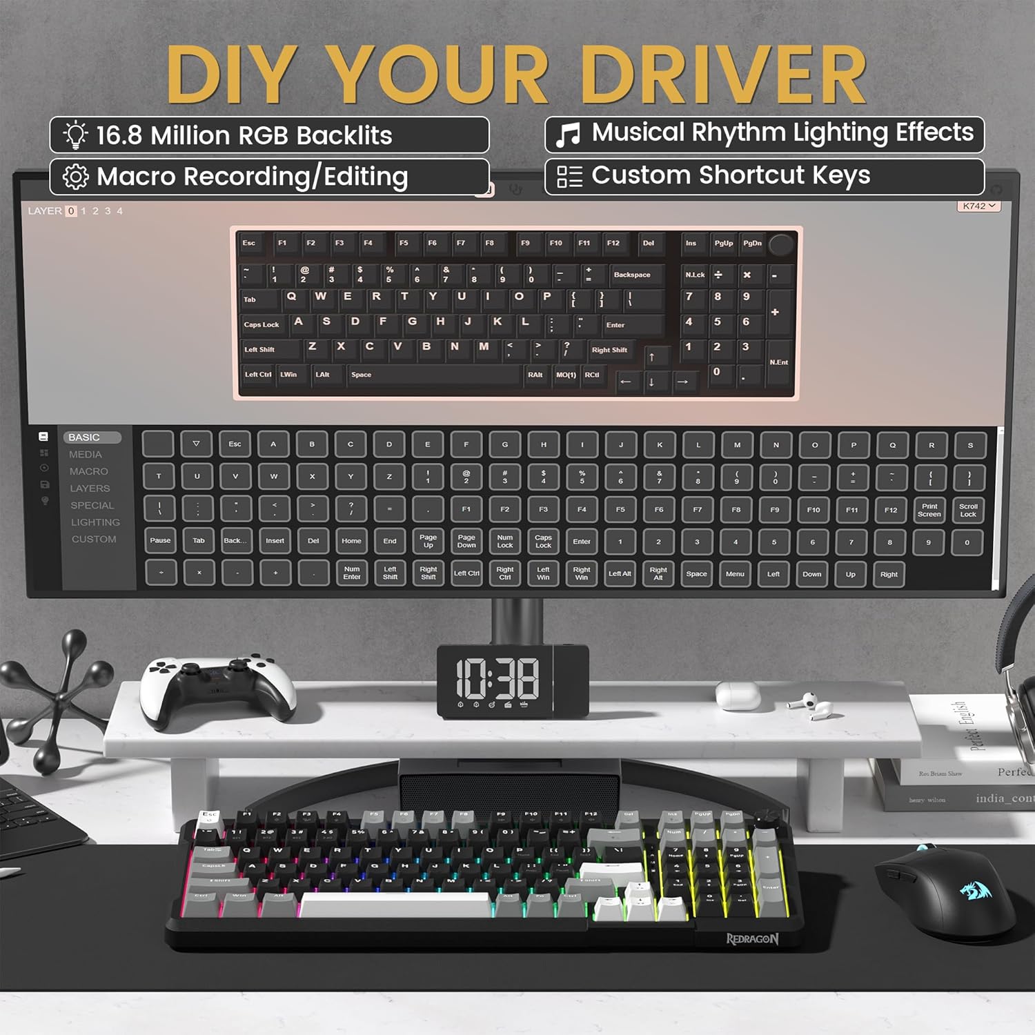 Detalle 2 de Redragon K742 Wireless Mechanical Keyboard 5.0