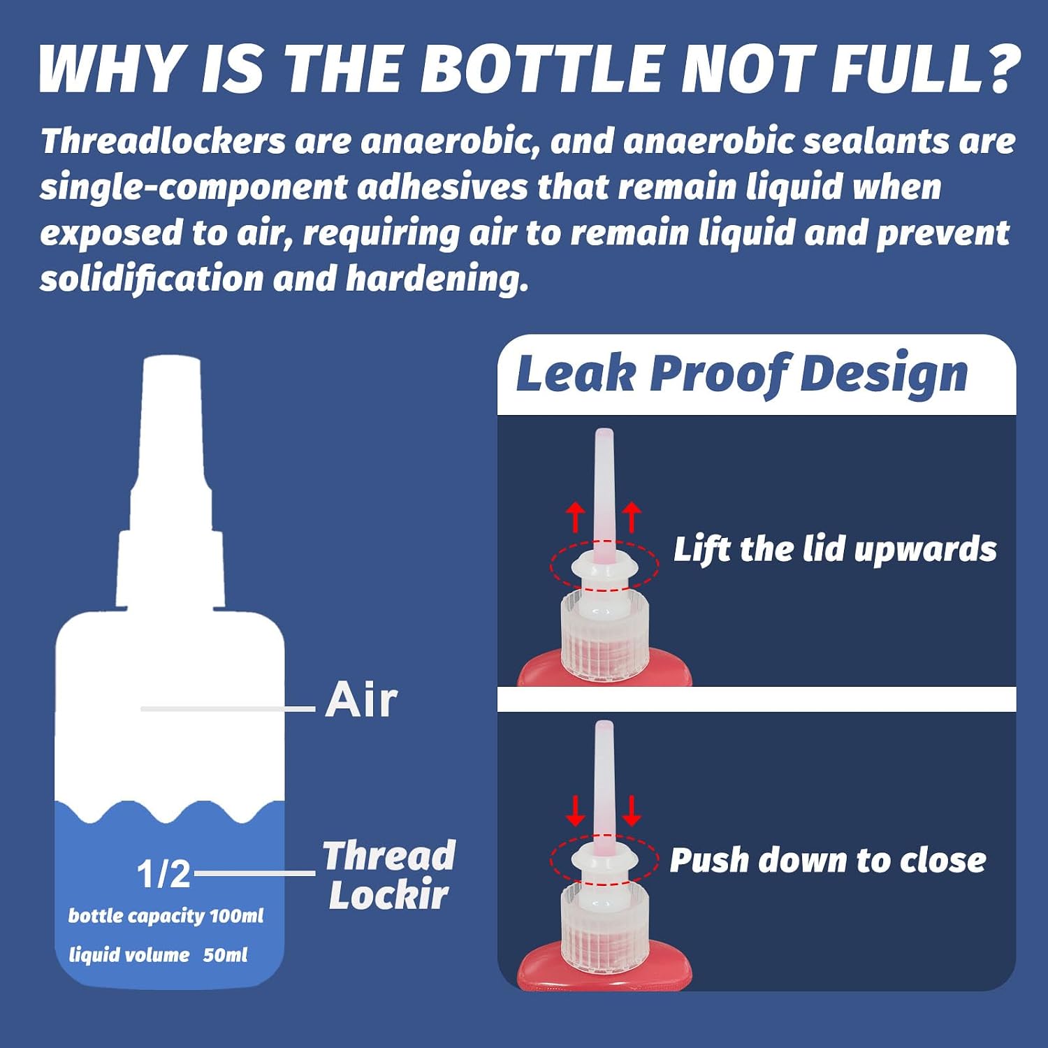 Detalle de 1DFAUL 100 ml Medium-Strength Threadlocker for Metal Fasteners