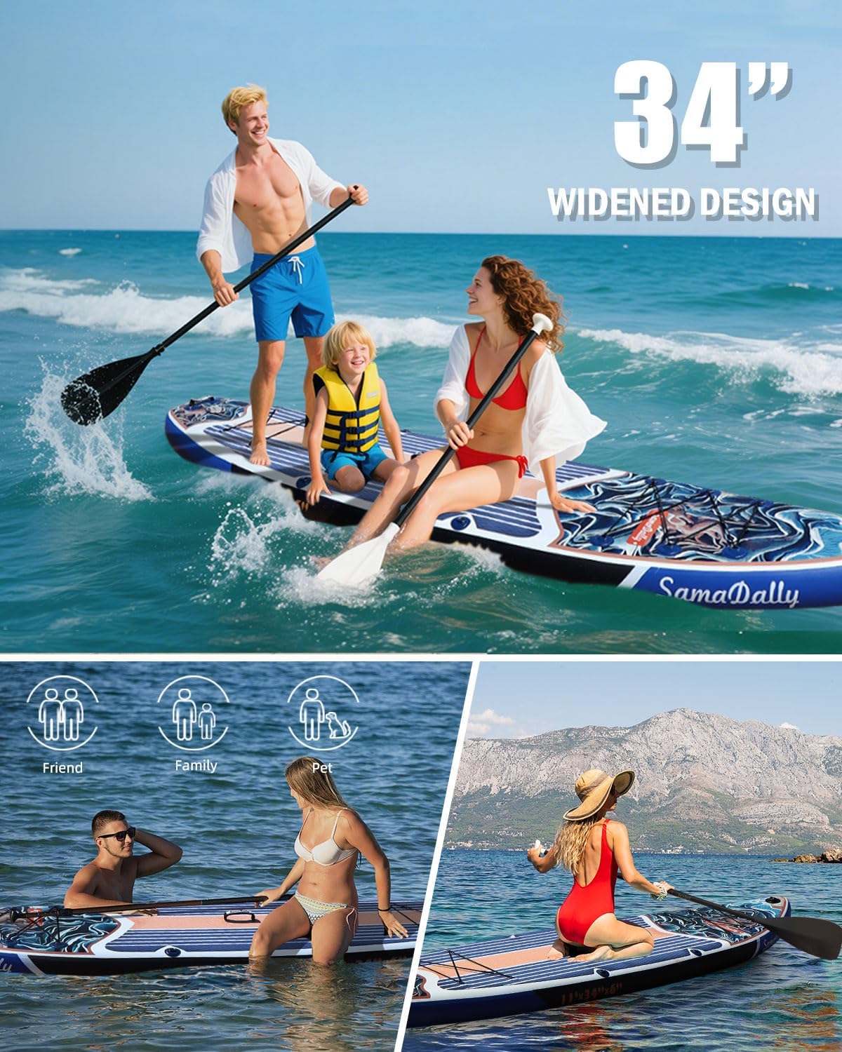 Detalle 2 de SamaDally Inflatable Stand Up Paddle Board — Ultra Stable Wide Design with Full Accessory Kit