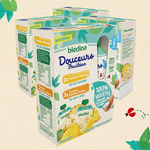 Detalle de Blédina Gourdes Douceurs Fruitées 100% Végétal – Pommes/Bananes (4X(4X90GR))
