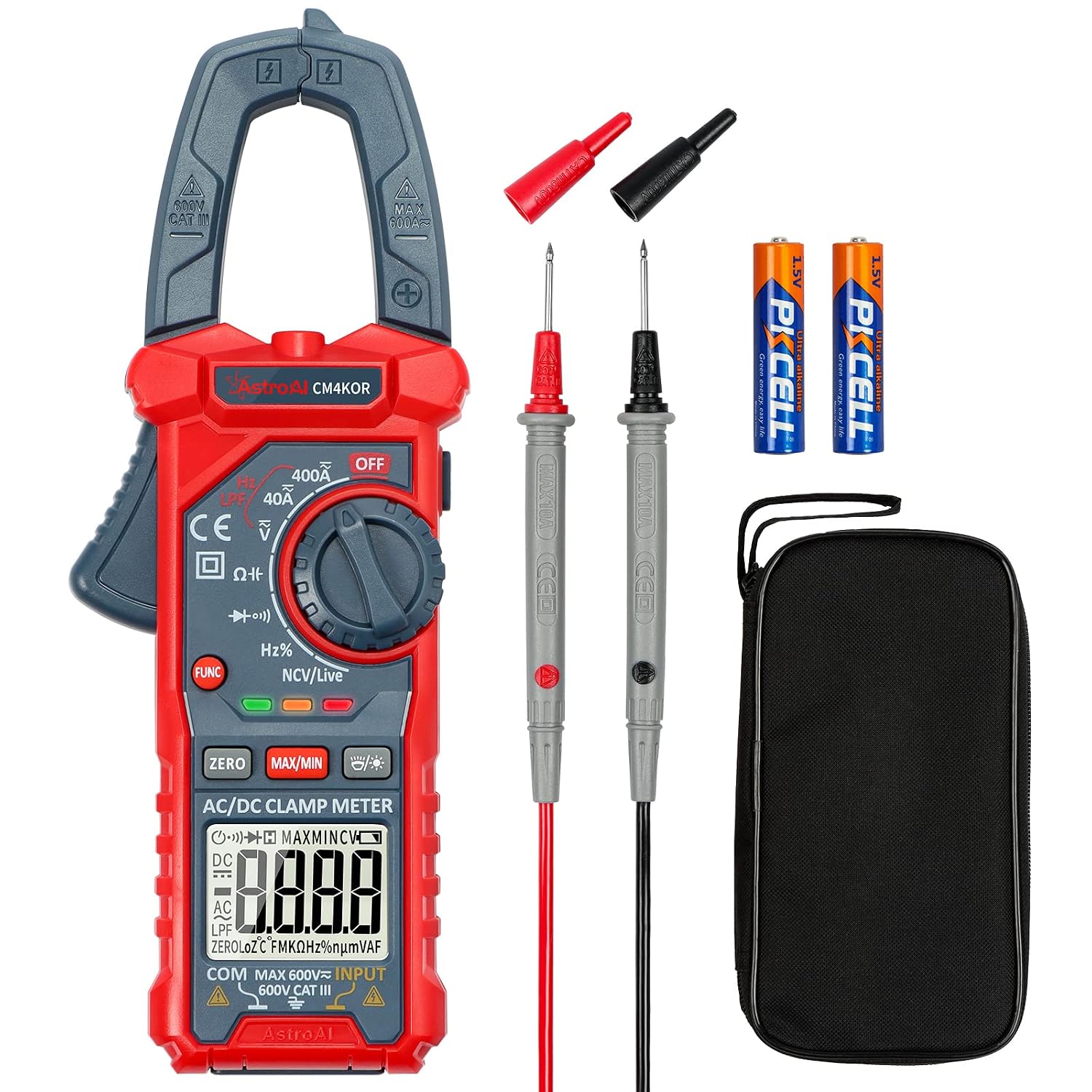 Detalle de AstroAI CM4K0R Digital Clamp Meter, 4000-Count Auto-Ranging Multimeter