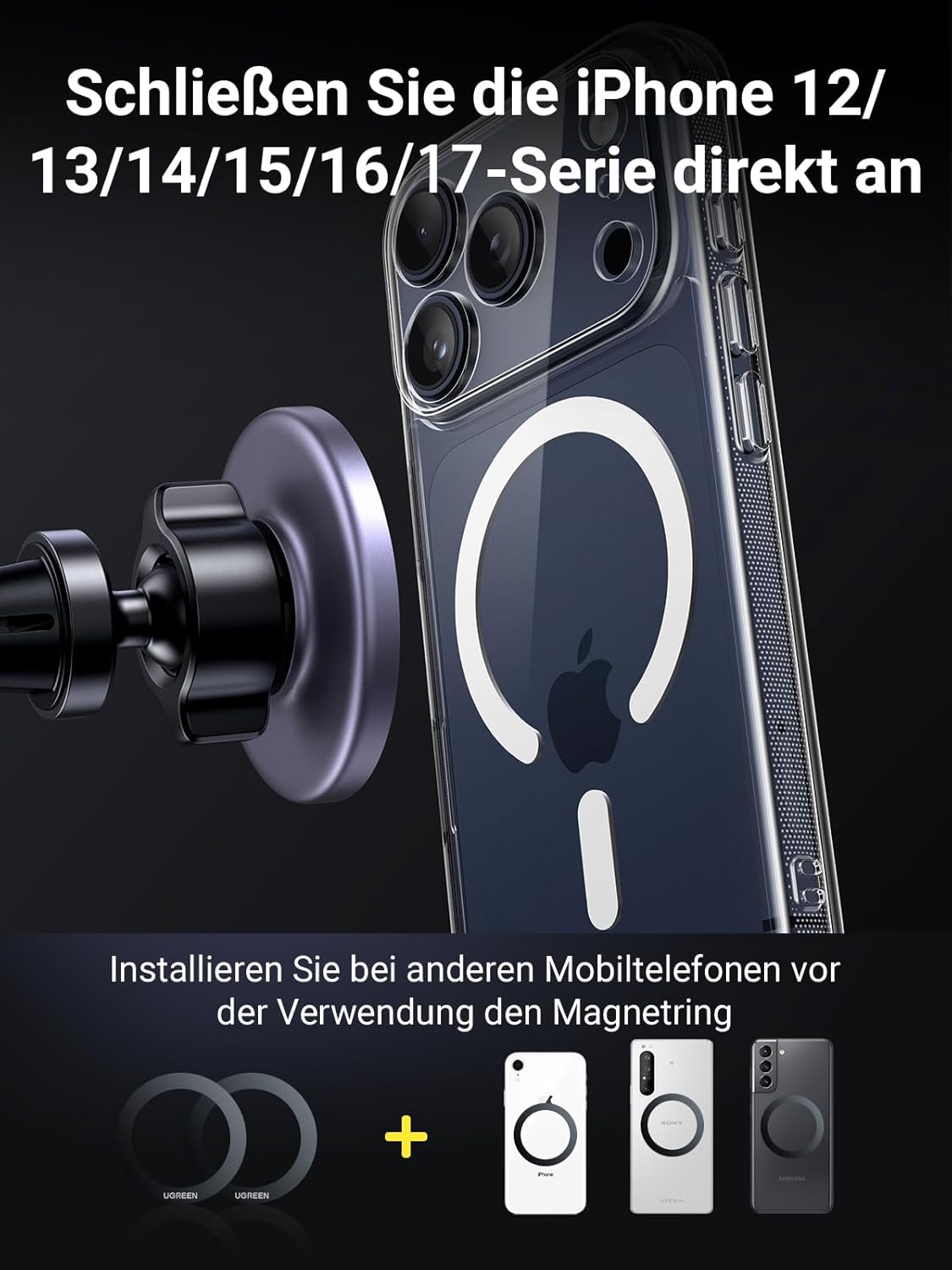 Thumbnail 4 de UGREEN MagSafe Autohalterung 12 Magneten