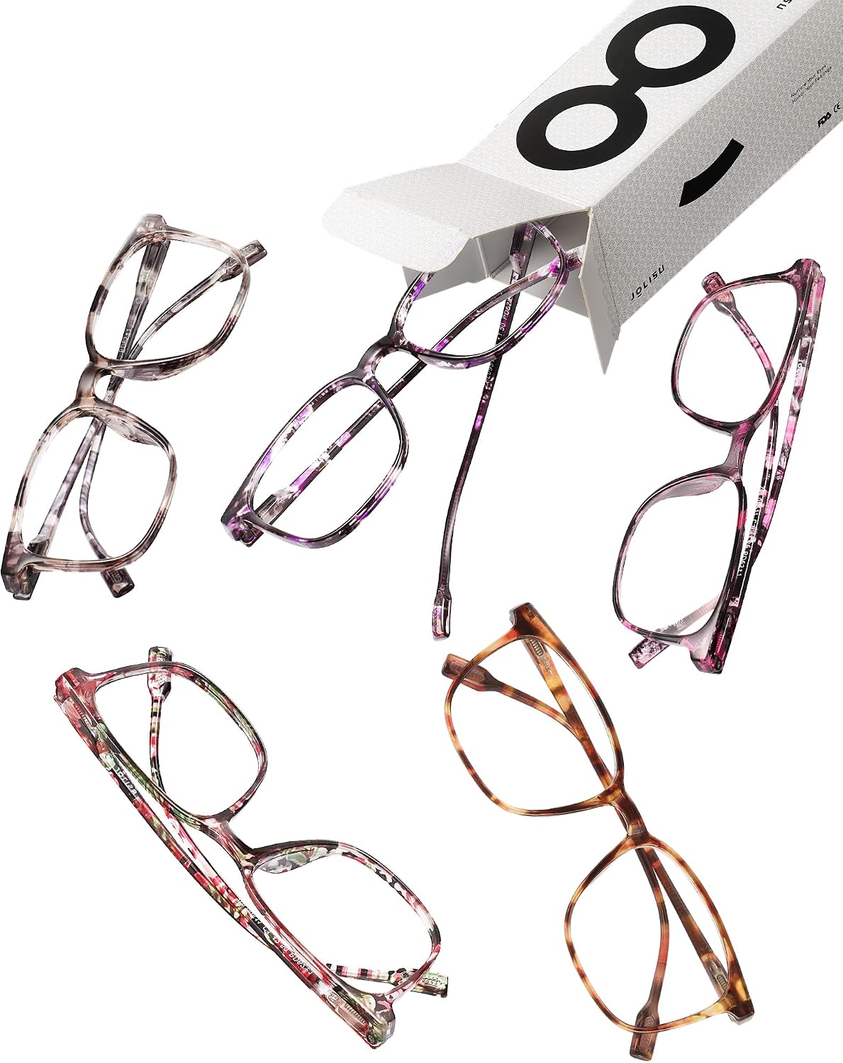 Detalle 2 de JOLISU Lesebrille mit Blaulichtfilter 5er Pack – Federbügel, schlankes Leichtgewicht, zeitloses Design (Dioptrie +1,5)
