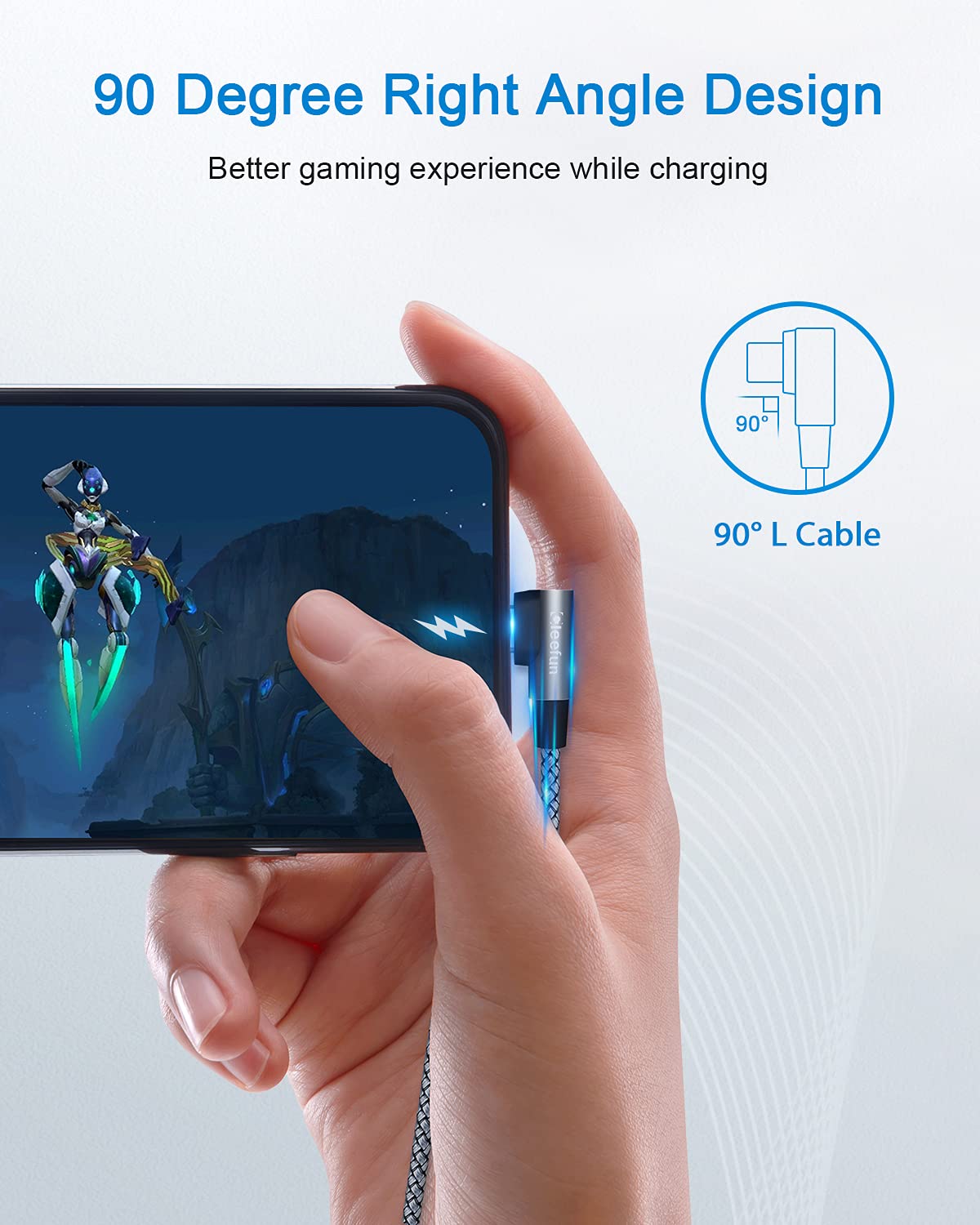 Detalle 2 de CLEEFUN Right Angle USB C Cable 5m
