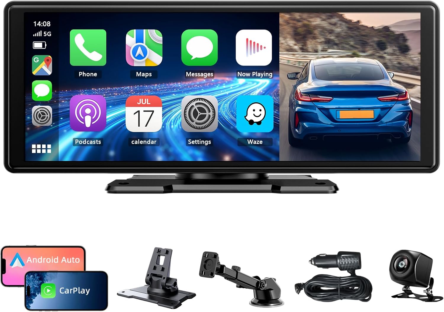 Detalle de 10.26" Wireless Car Stereo with Apple CarPlay & Android Auto, IPS Touchscreen & 1080P Rear Camera