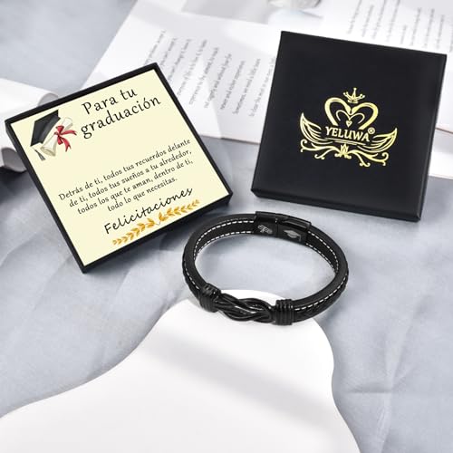 Thumbnail 6 de YELUWA Pulsera de Graduación 2026 para Hombre en Cuero – Regalo con Tarjeta y Caja