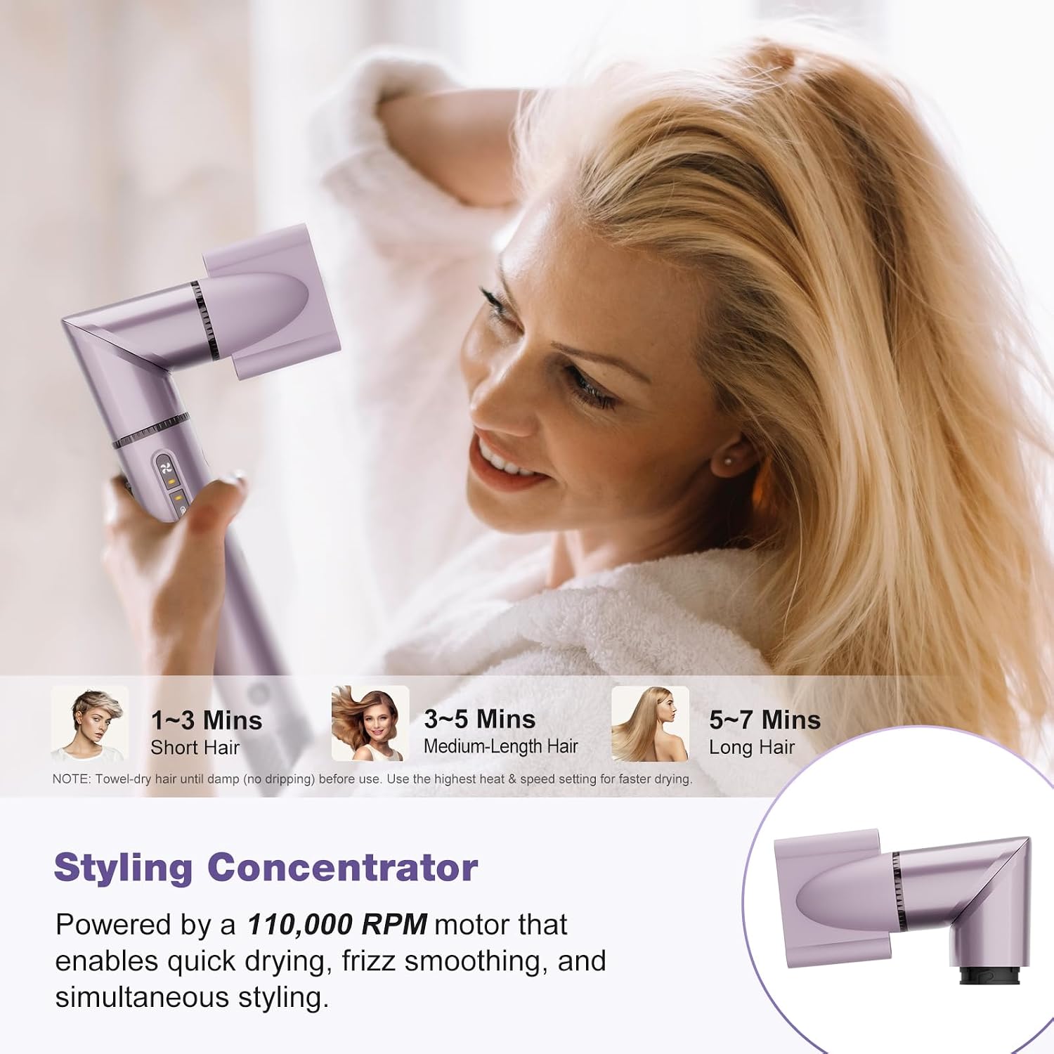 Detalle de 7MAGIC TD2301 7-in-1 Multi Hair Styler, Ionic, Auto-Wrap Curlers, Purple