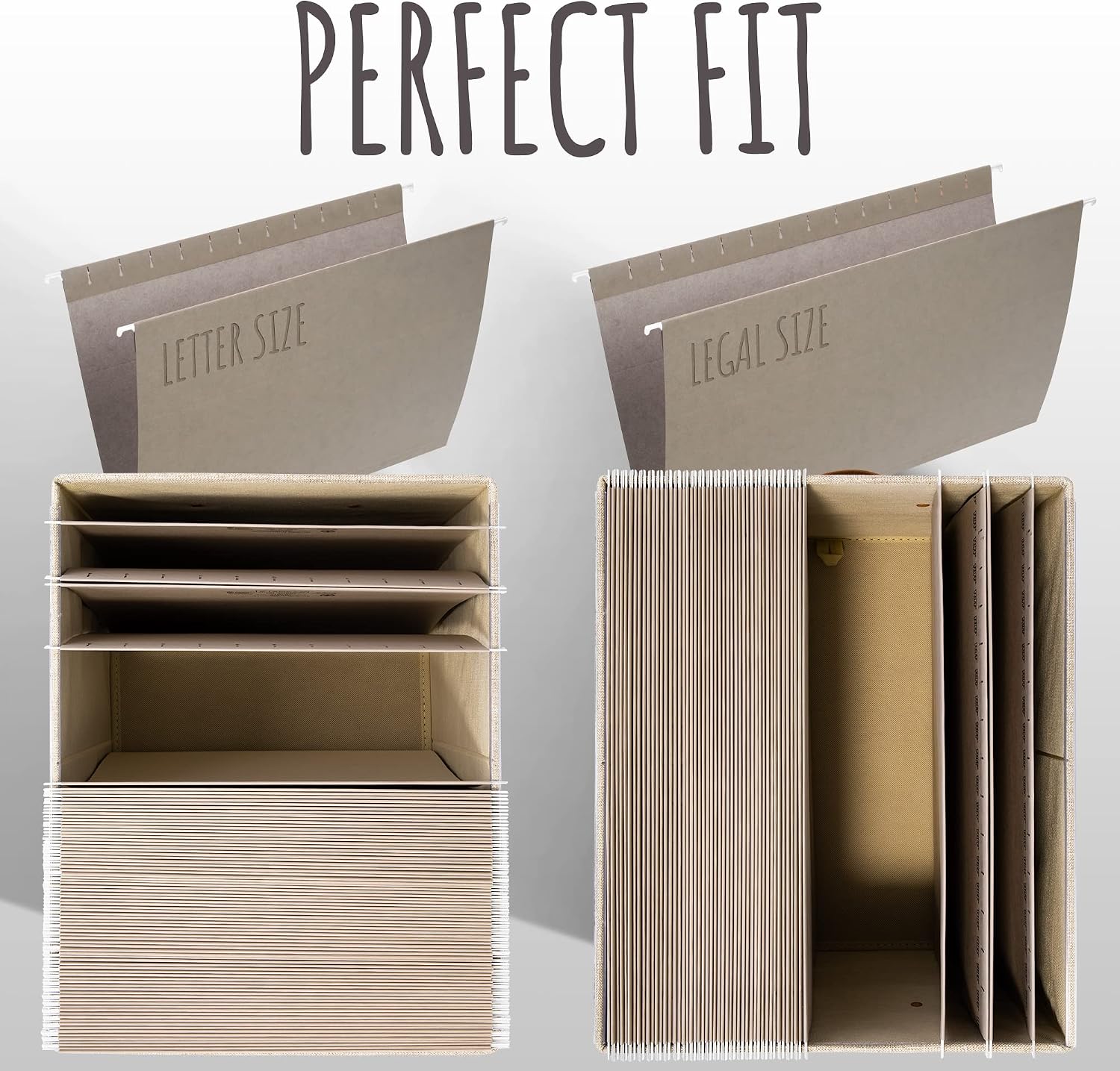 Detalle 1 de ZICOTO zic-mfilebox2-ivory-243 Linen File Organizer Boxes, Set of 2