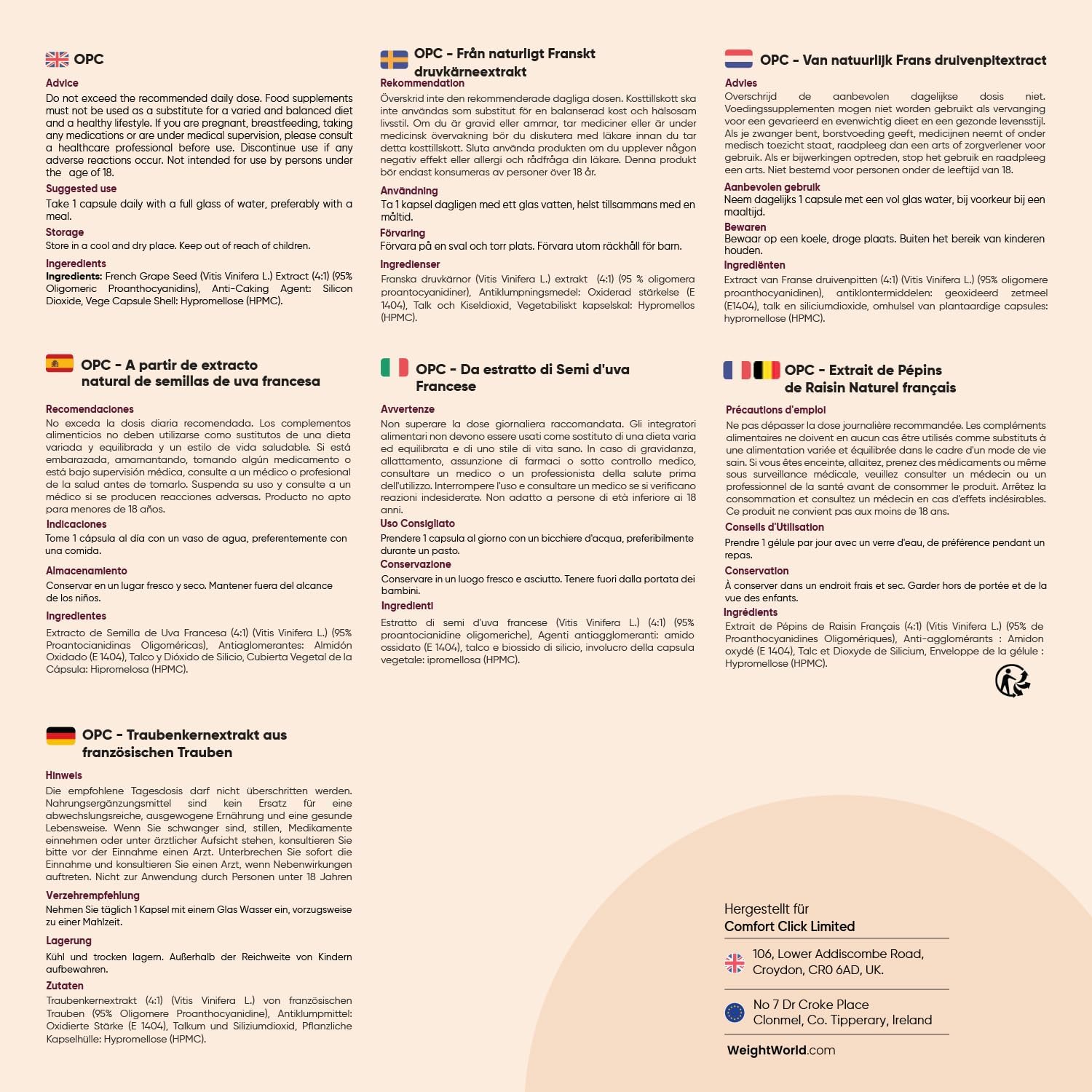 Thumbnail 4 de WeightWorld OPC Kapseln mit 95% OPC aus französischen Traubenkernen – 240 Kapseln à 250 mg