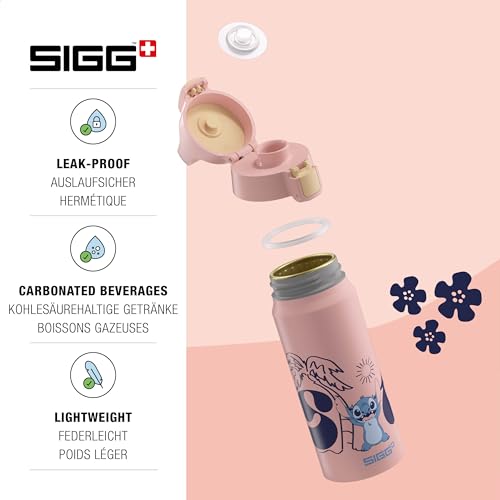Detalle de Sigg Alu Trinkflasche Kinder WMB ONE Stitch Disney 0,6 L – kohlensäuregeeignet, auslaufsicher