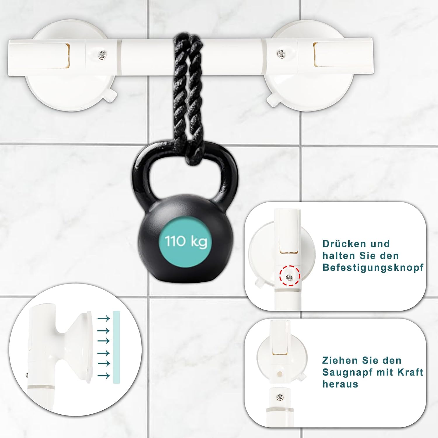Detalle 1 de KIKIGOAL YSFS01-WH badkamerhandgreep voor extra steun in huis