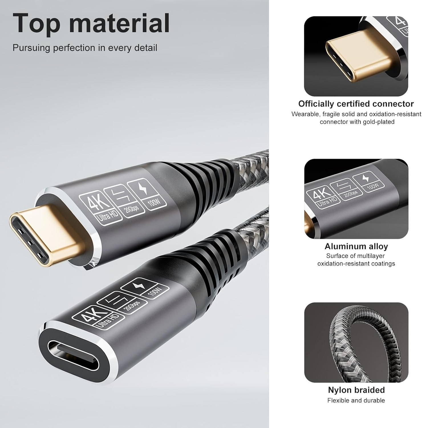 Detalle de CAKOBLE C Verlängerung USB‑C 3 m