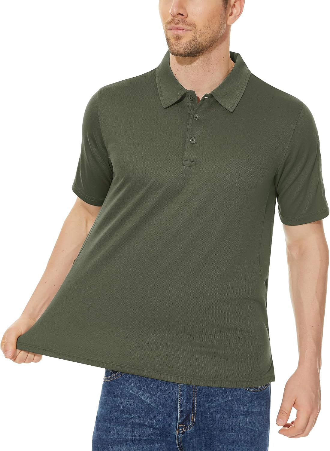 Detalle de KEFITEVD polo homme à séchage rapide en polyester piqué léger