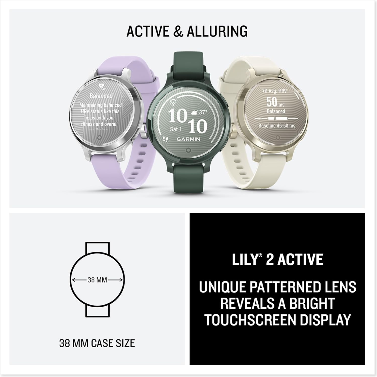 Thumbnail 6 de Garmin Lily 2 Active GPS 35mm Smartwatch (Renewed) – Cream Gold