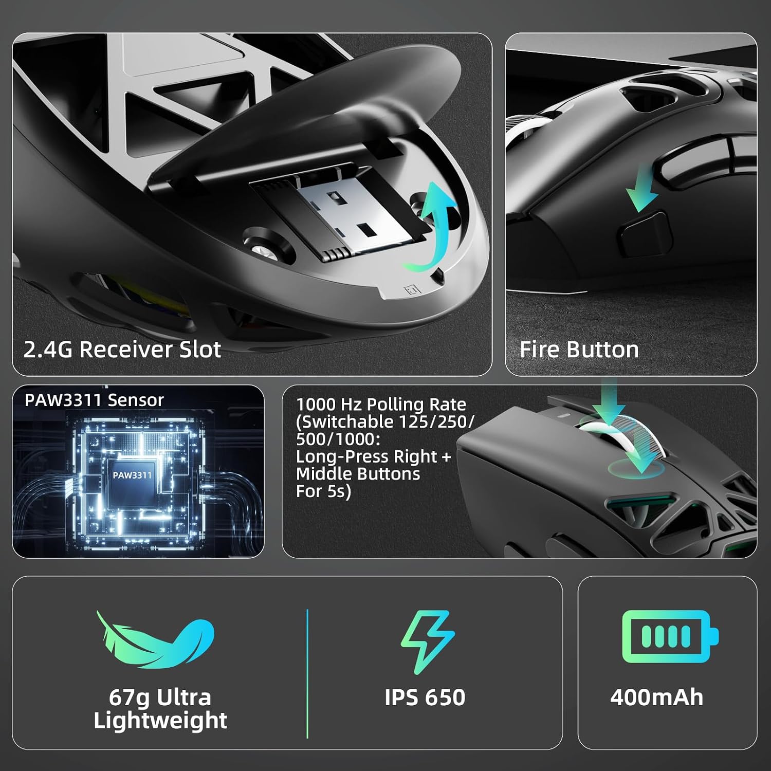 Detalle de Aula SC620 Wireless Gaming Mouse