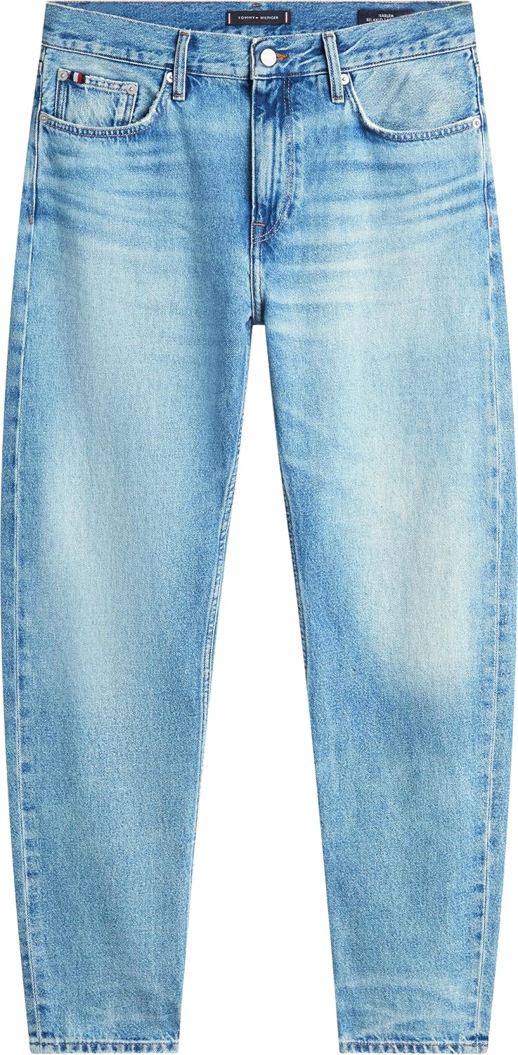 Detalle de Tommy Hilfiger Regular Tapered Harlem Taj Blue Mw0mw42326 — Jeans Uomo in Denim, Comfort e Stile