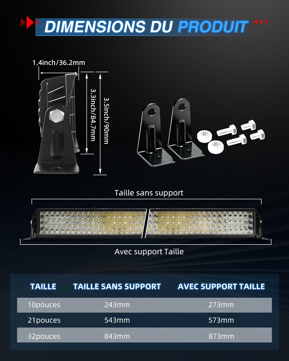 Detalle 2 de BraveWAY Rampe LED 4x4 28'' – 80W, 12000 lm, 6500K, IP68