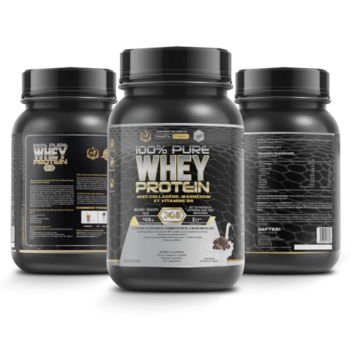 Detalle 2 de Healthy Fusion Whey Protein 43 g par dose – Protéine Whey Pure avec Collagène, Magnésium et Vitamine B6 (Chocolat, 1 kg)