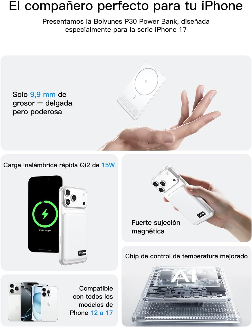 Thumbnail 6 de Bolvunes Power Bank 5000mAh MagSafe 15W