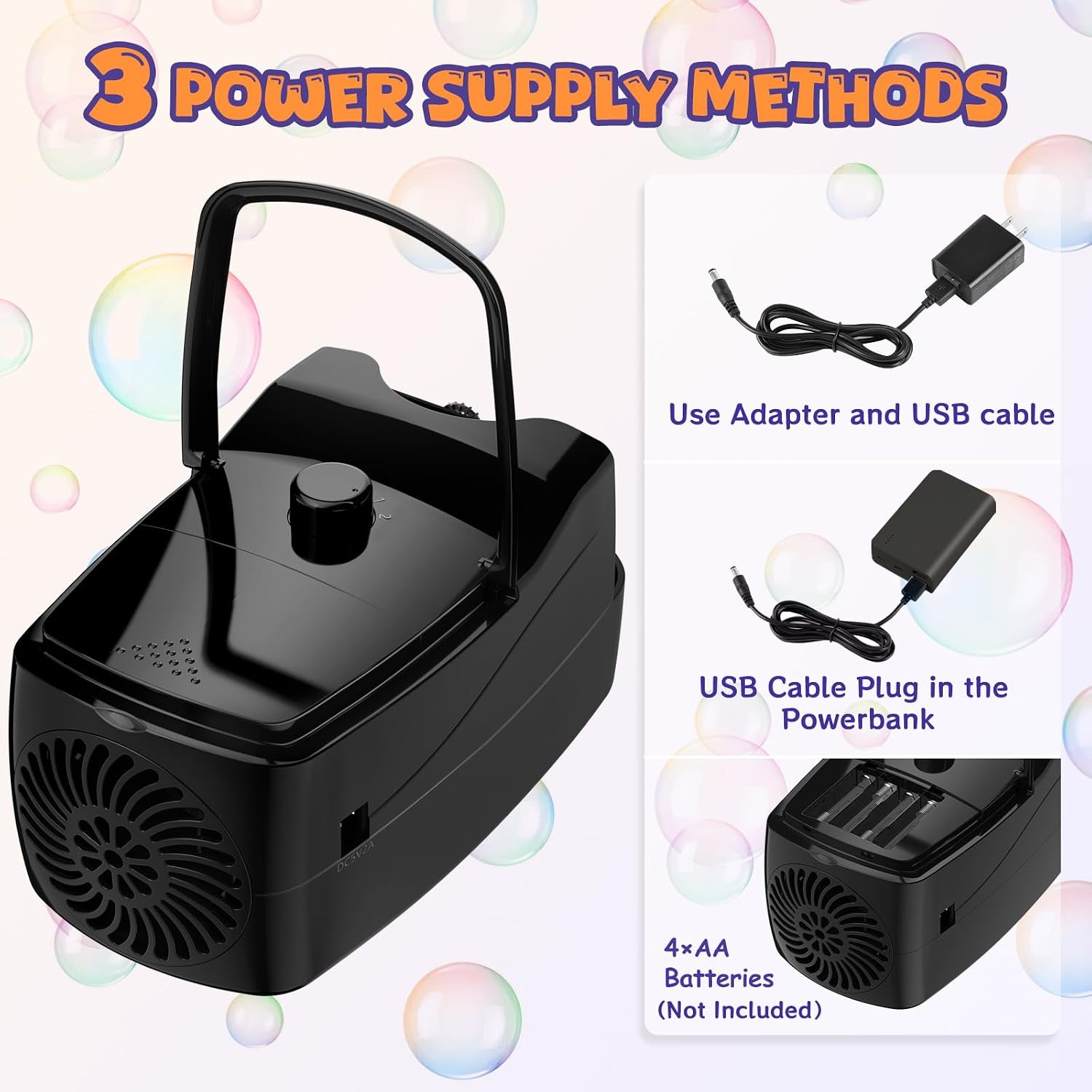 Thumbnail 5 de Sizonjoy Bubble Machine: Automatic Bubble Blower for Kids and Parties (Black)