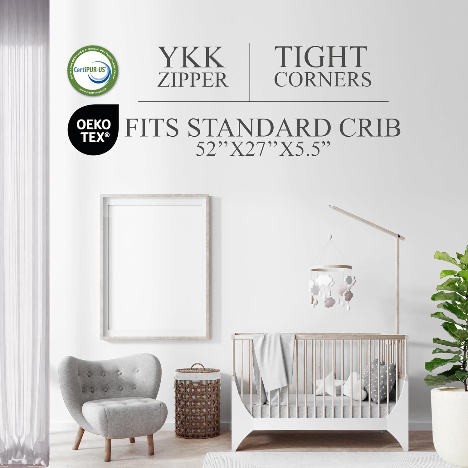Detalle 2 de Modera MOD-2626 Dual-Sided Crib Mattress, Organic Cotton Cover and Cooling Gel Foam