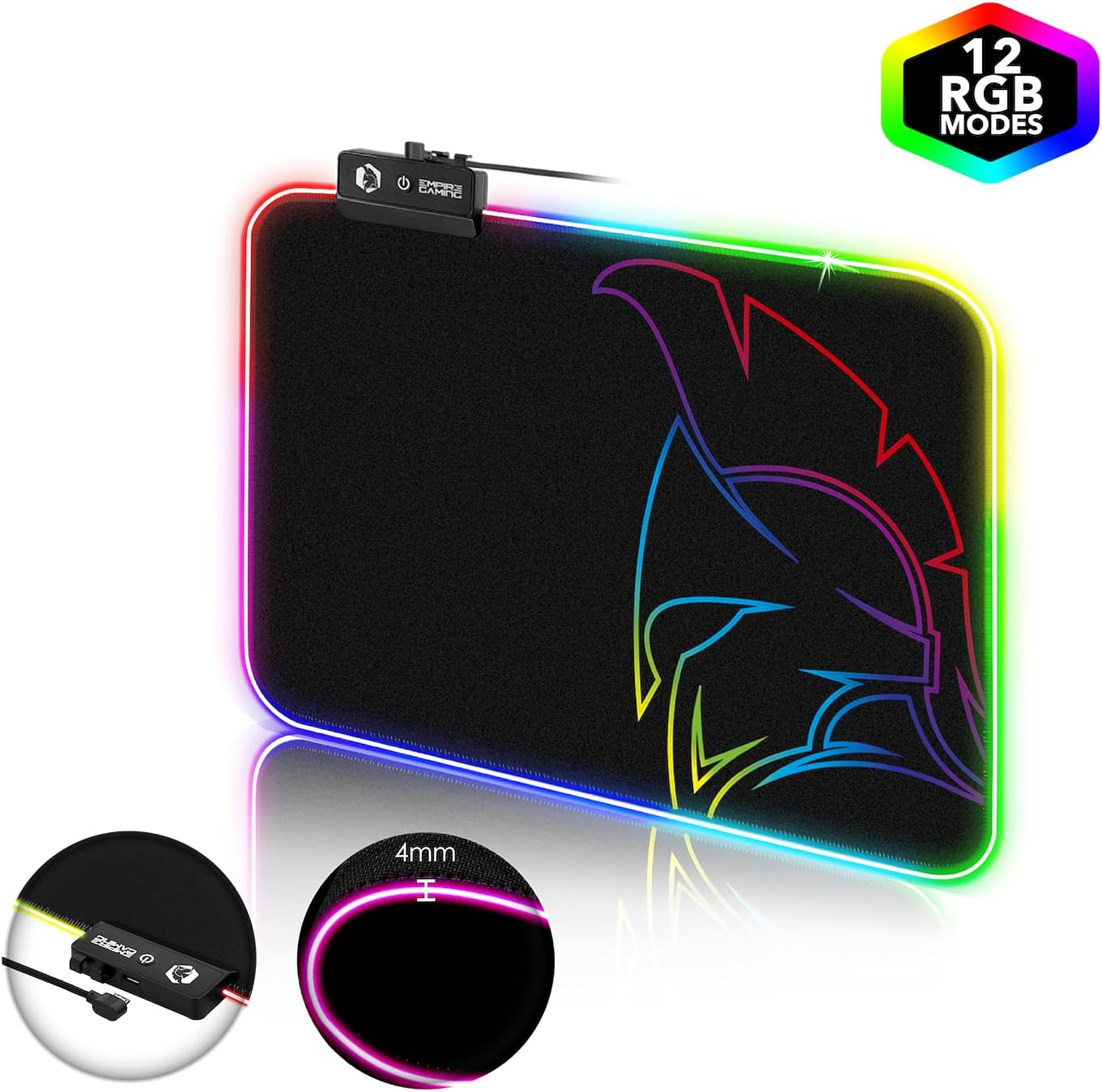 Thumbnail 3 de EMPIRE GAMING tappetino per mouse Dark Rainbow RGB LED, 12 modalità e base antiscivolo (300×230×4 mm)