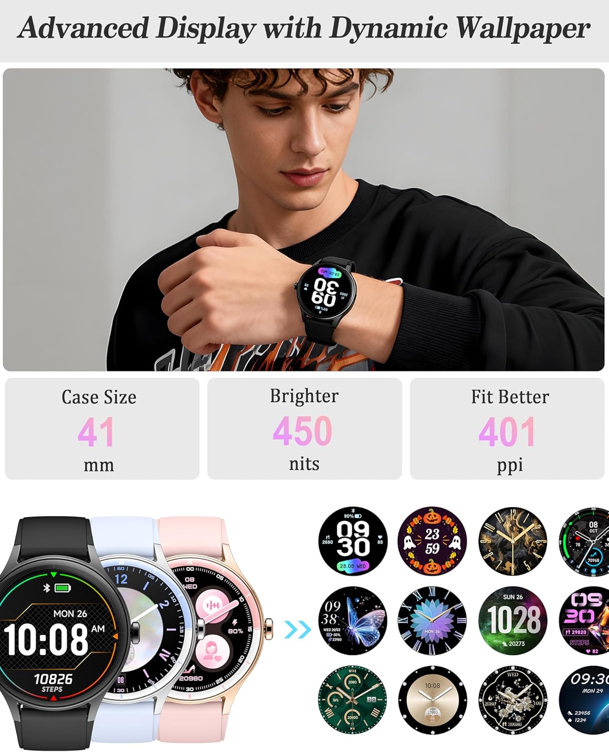 Thumbnail 1 de Smart Watch for Women, Men & Unisex 1.27'' Fitness Watch with Calls, Heart Rate & Sleep Monitor