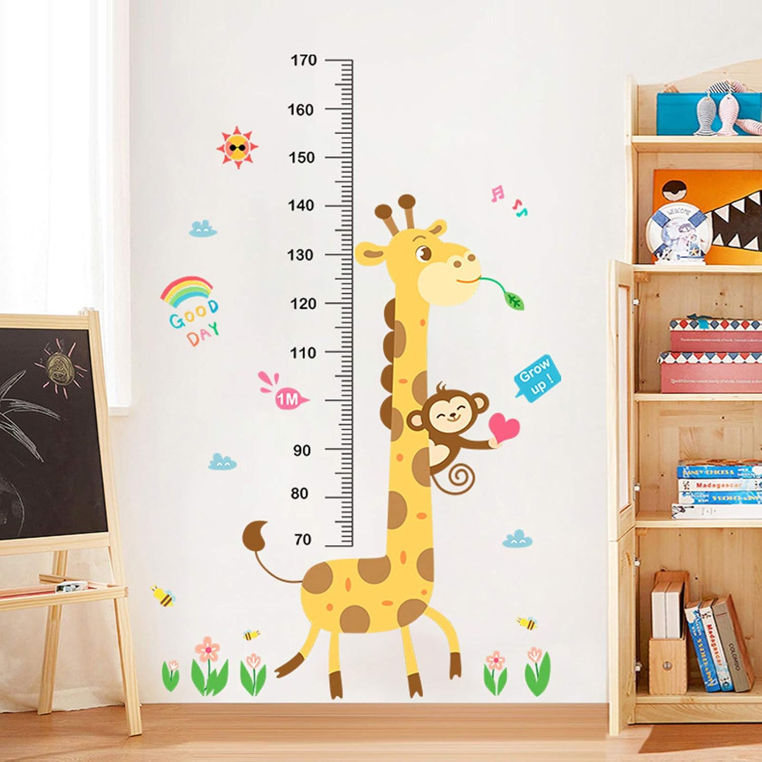 Thumbnail 4 de Baby height growth chart wall sticker (Giraffe & Monkey) – removable PVC kids measure ruler for nursery and bedroom