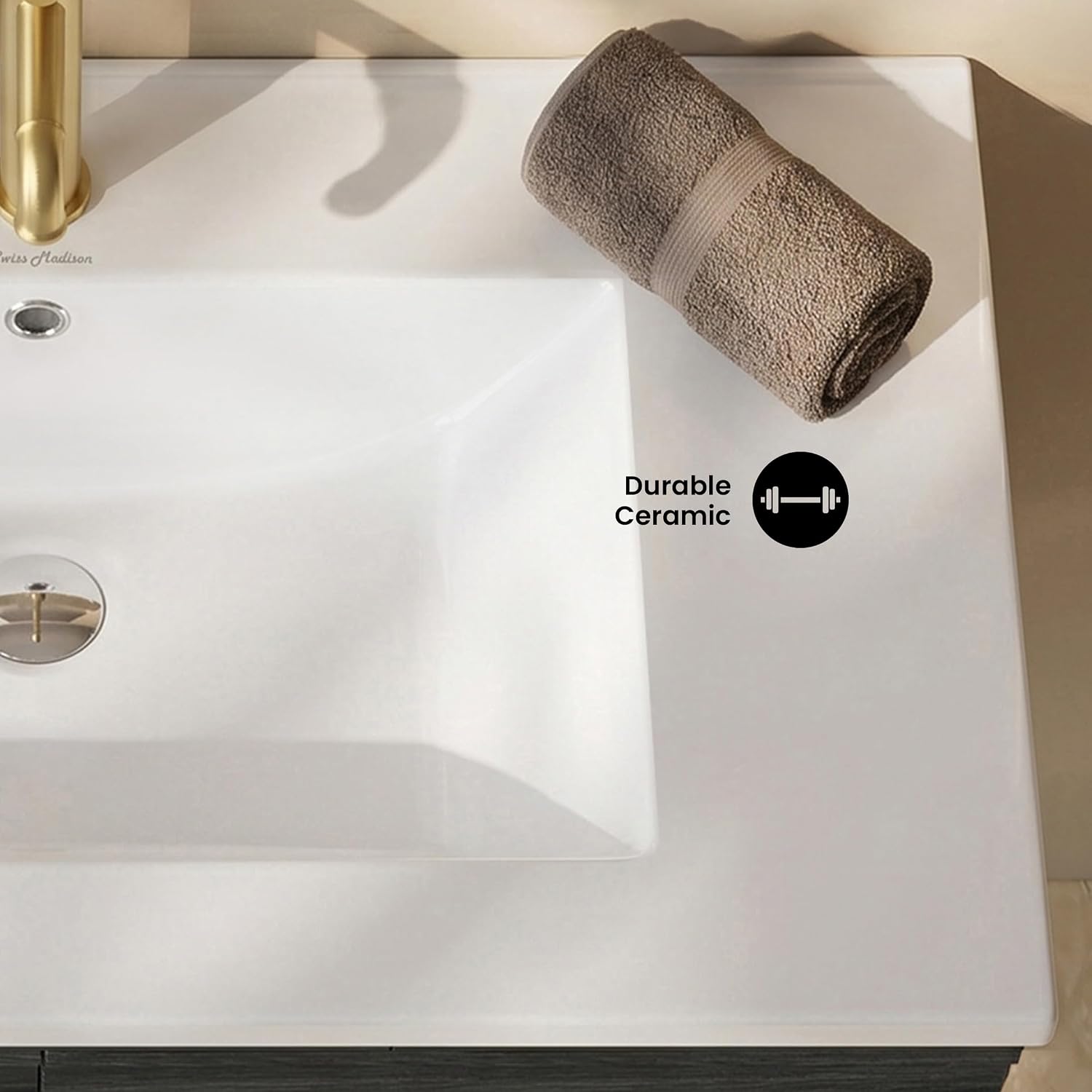 Detalle de Swiss Madison SM-BVP36 Ceramic Vanity Sink Top, 36-Inch White Drop-In