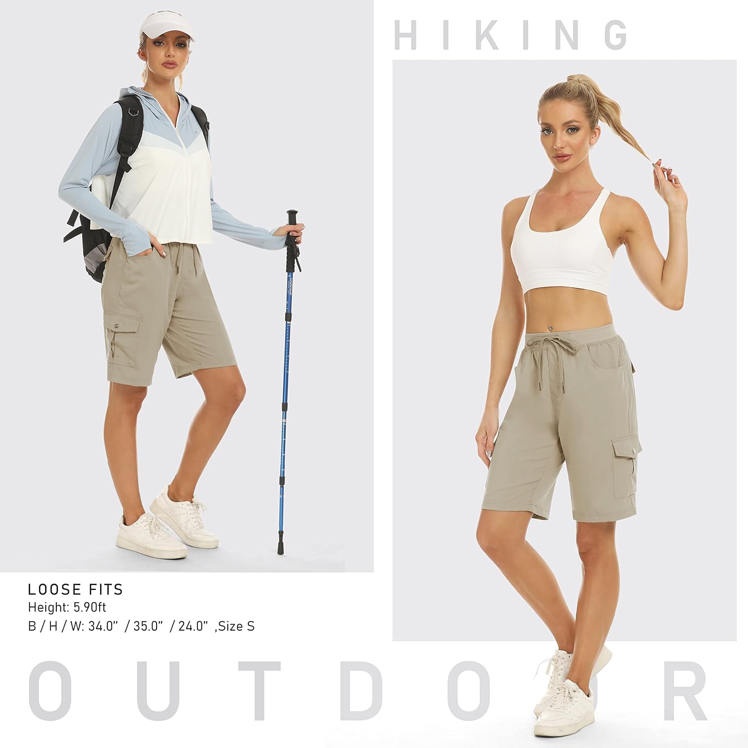 Thumbnail 5 de MoFiz Women's Hiking Cargo Shorts: Quick-Dry Comfort with 6 Pockets