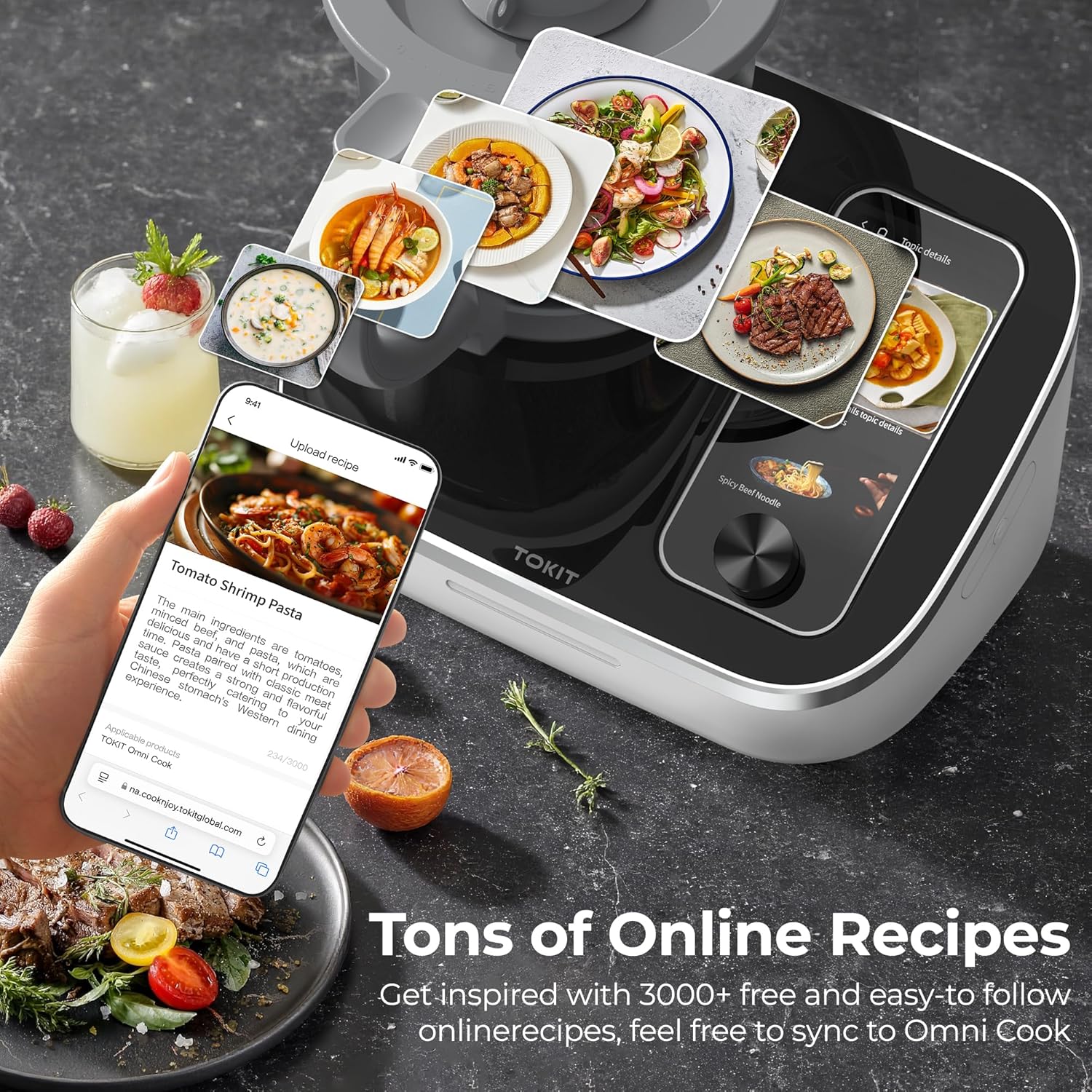 Thumbnail 6 de TOKIT C2 AI Omni Cook Robot – automated cooking food processor with 7-inch touchscreen and 21 cooking functions