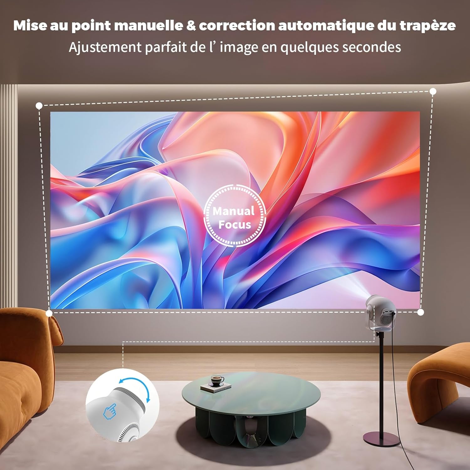 Thumbnail 2 de [App intégrée] Mini Projecteur Portable WiFi 6 et Bluetooth 5.4 – 480 ANSI Lumens, 1080P/4K