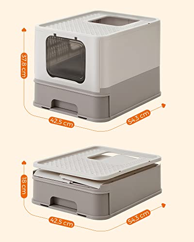 Thumbnail 4 de Feandrea Arenero para Gatos PPT001G01: caja de arena con bandeja deslizante y entrada versátil para gatos grandes