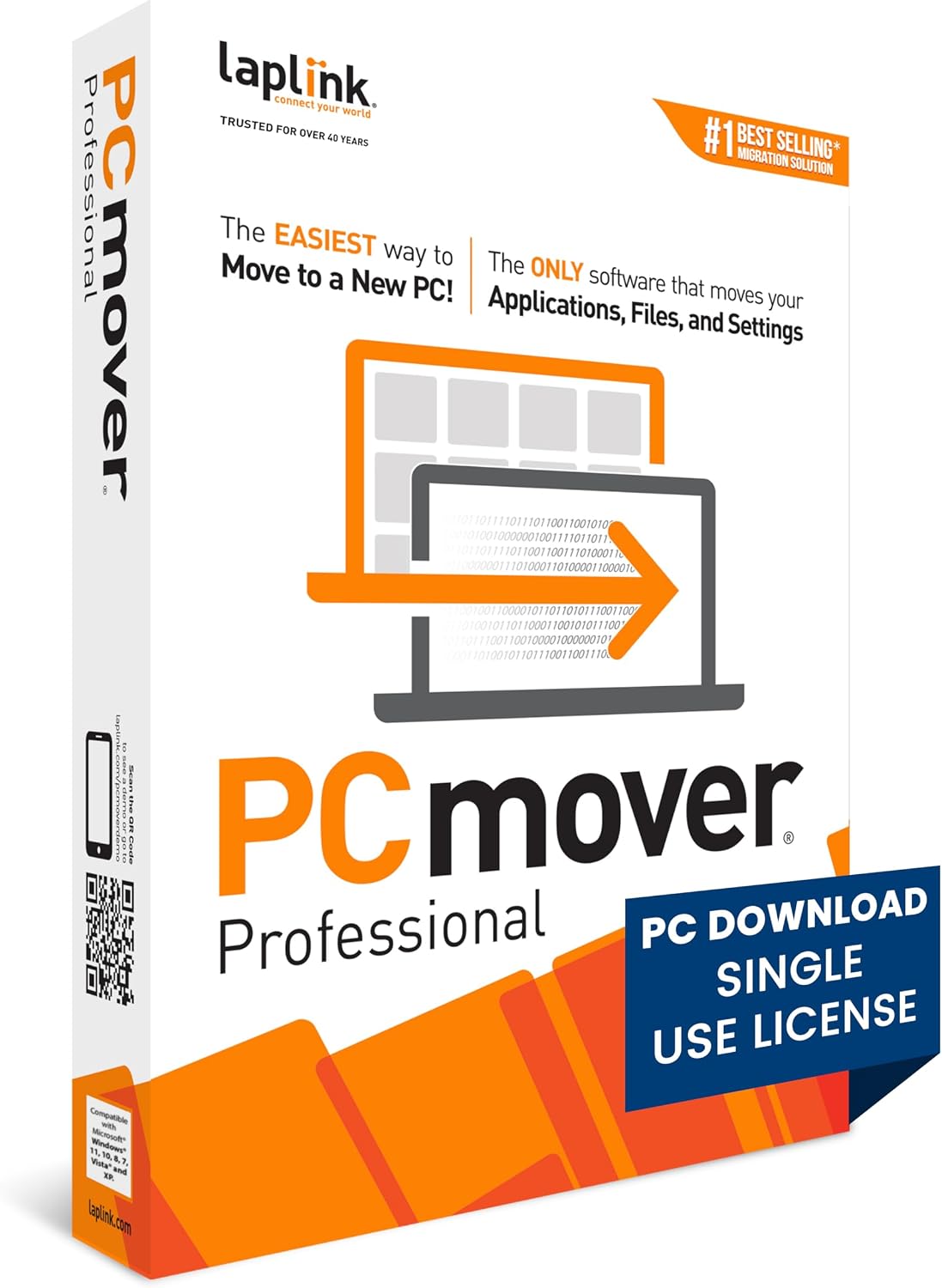 Detalle de Laplink PCmover Professional — Move Your Applications, Files, and Settings to a New PC (1 Use License)
