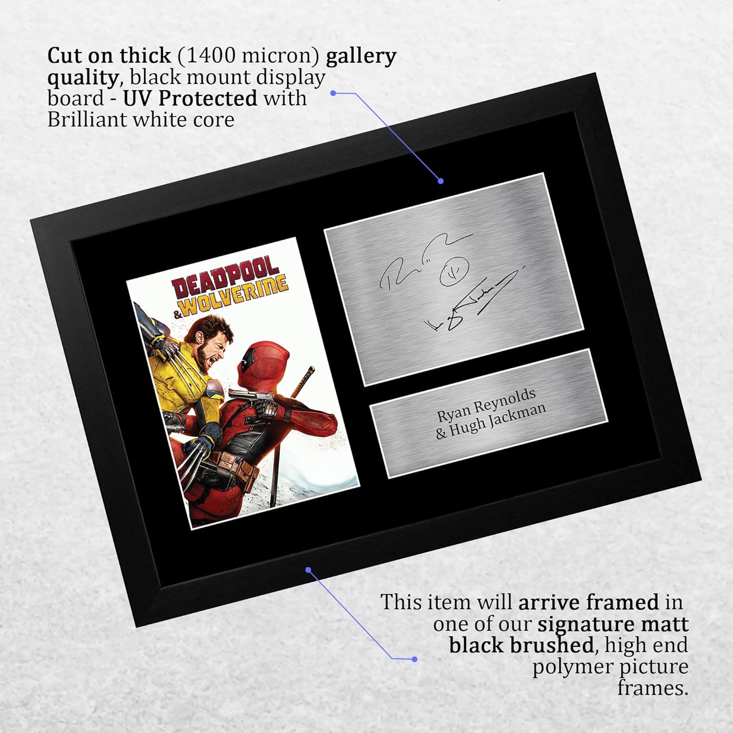 Thumbnail 2 de HWC Trading FR A4 Deadpool & Wolverine Reynolds & Jackman Framed Signed Autograph Picture (A4)
