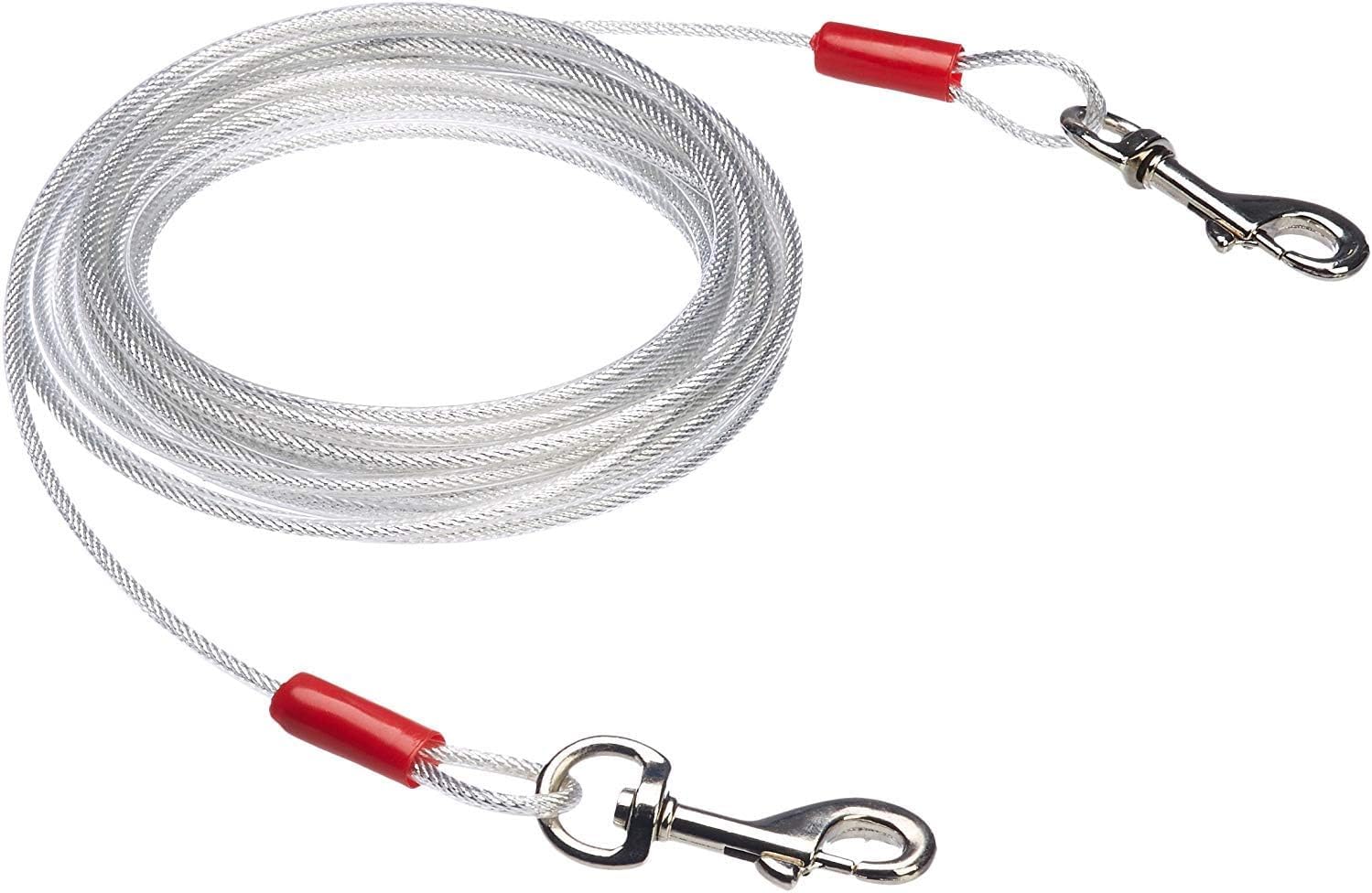 Detalle de Amazon Basics Dog Tie Out Cable, up to 125 lbs, 230 feet, Red